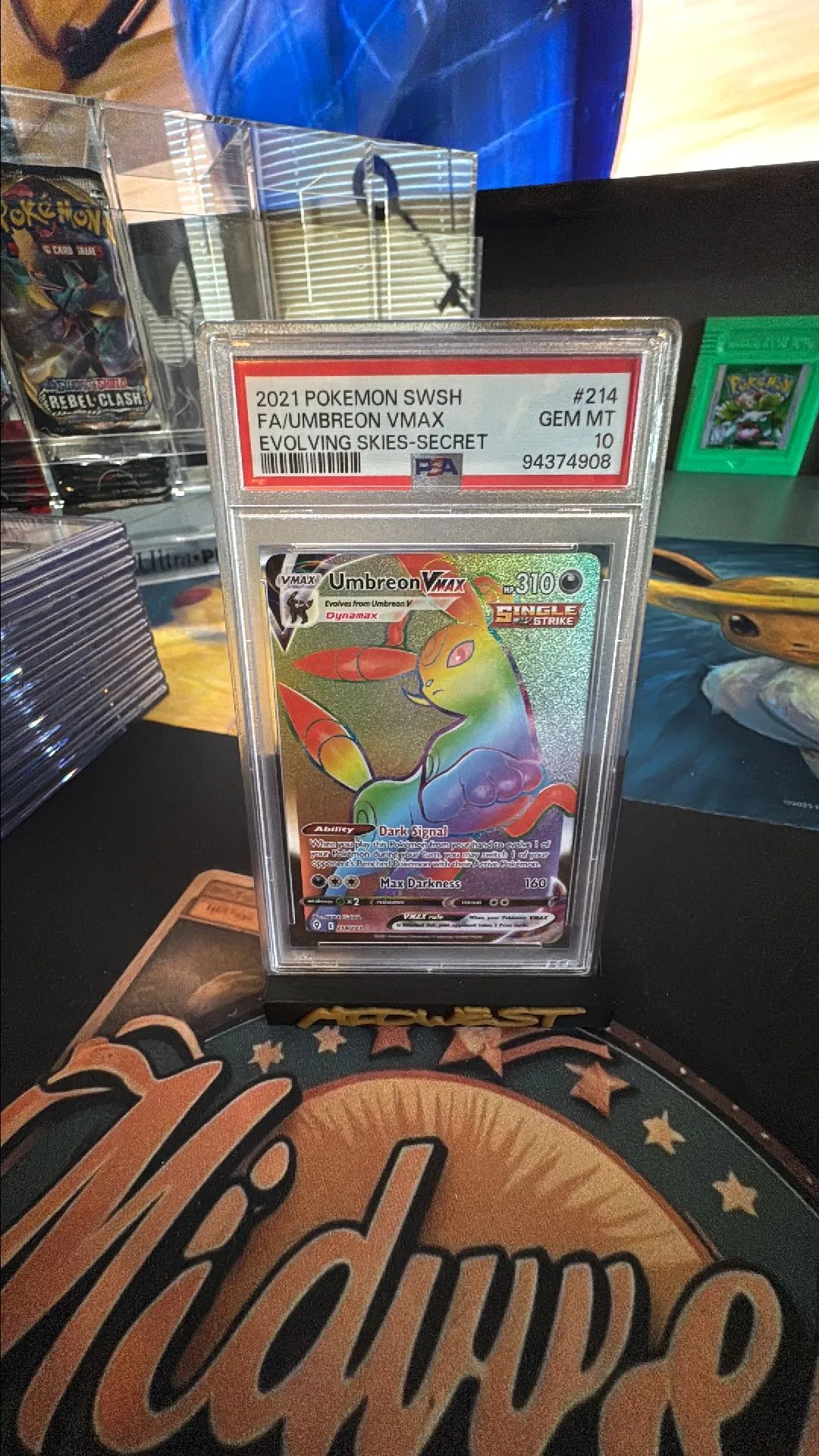 Product image for PSA 10 Rainbow Umbreon Vmax