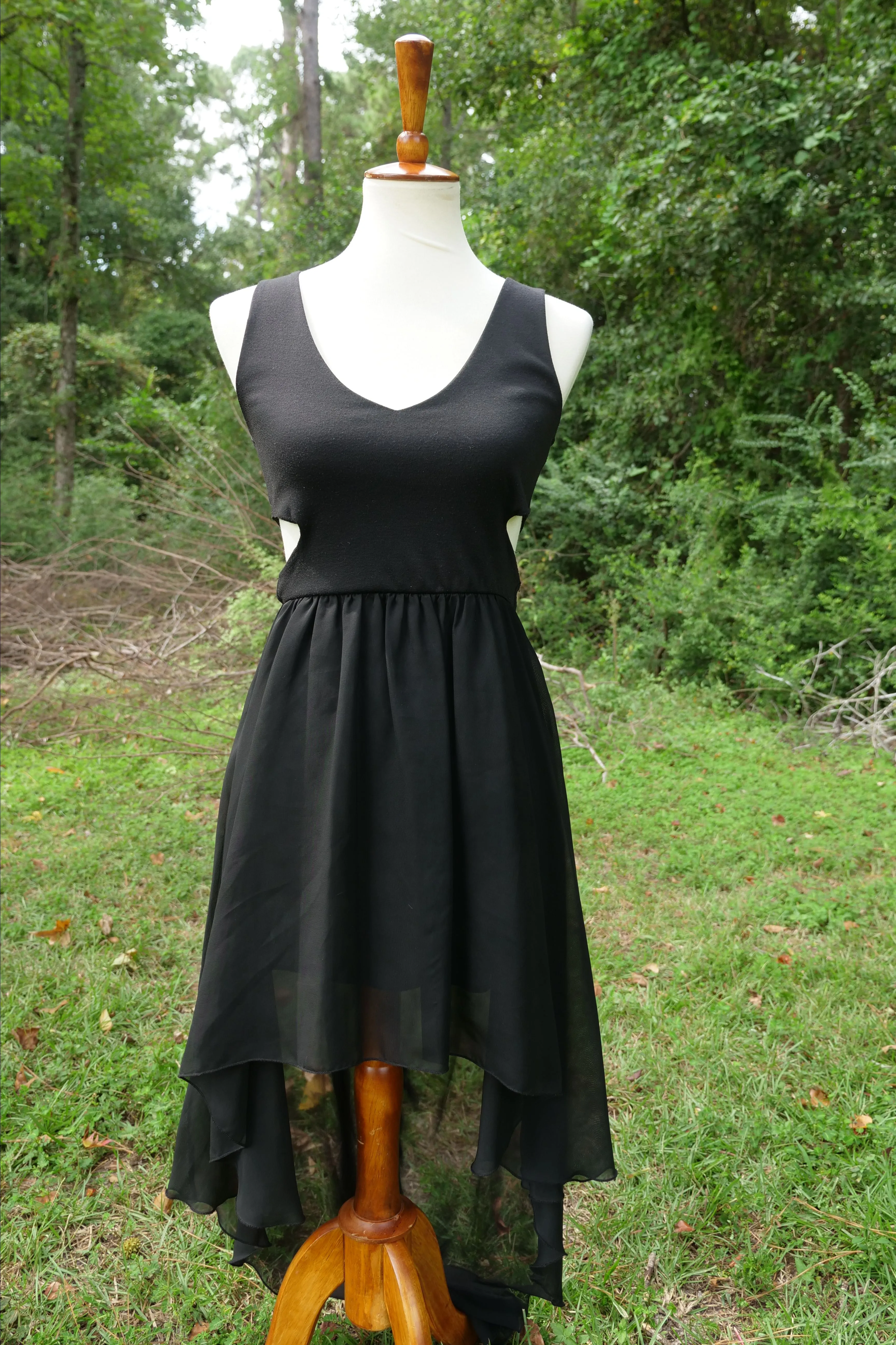Trac Whimsical Goth High-Low Cutout Dress