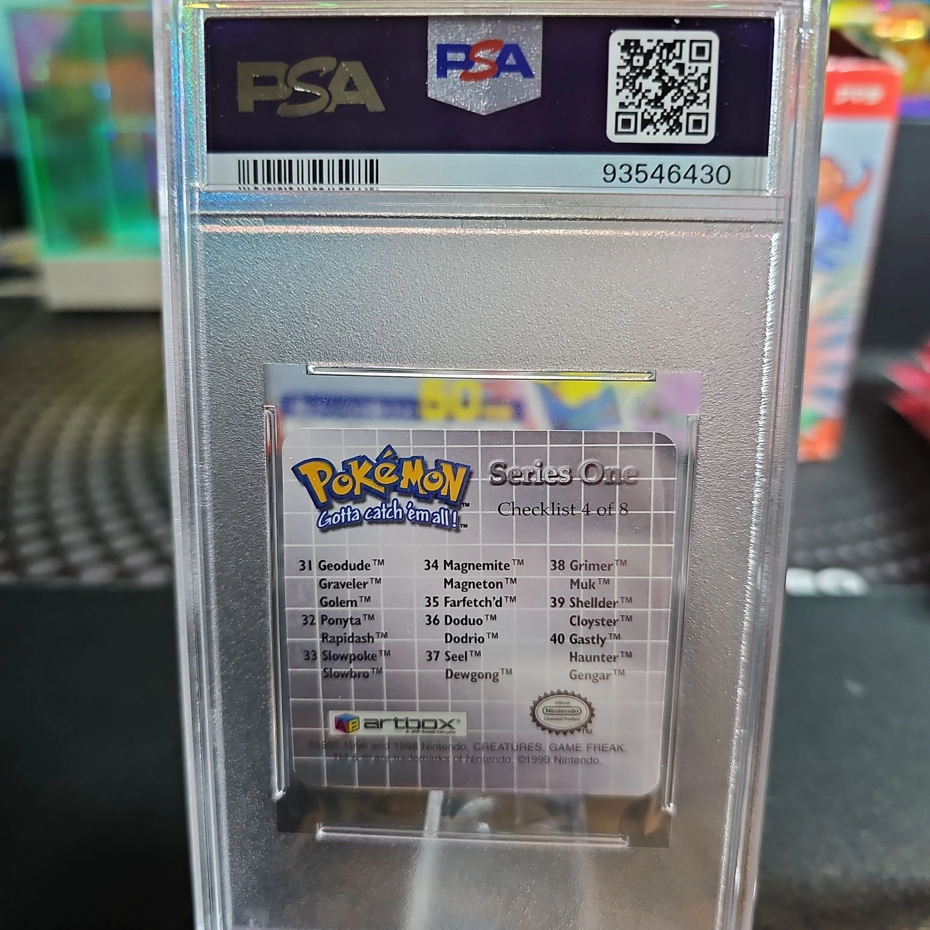 Product image for 1999 Pokemon Action Flipz Series One Gstly/Hntr/Gngr Series One PSA MINT 9
