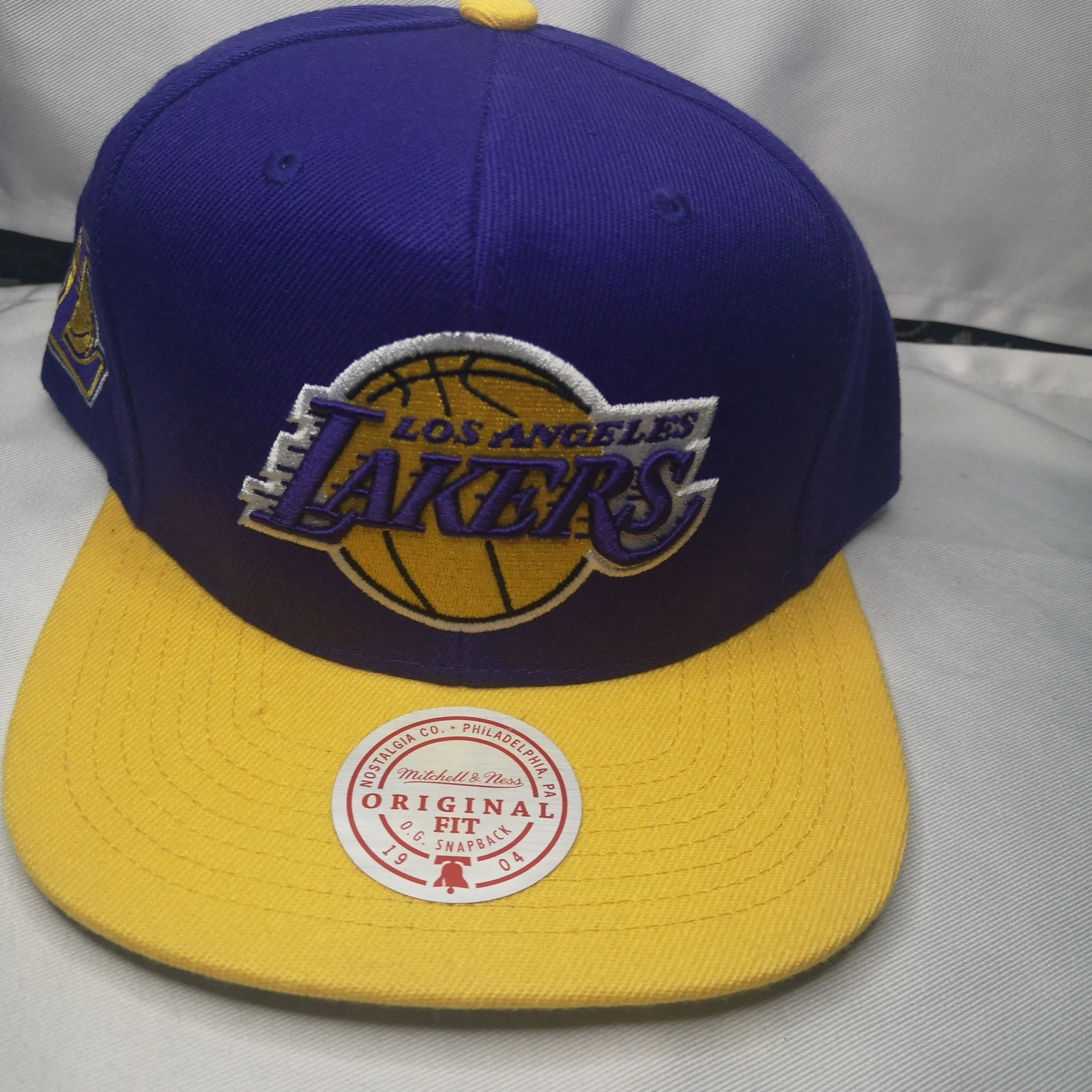 Product image for LA Lakers NBA Mitchell & Ness Snapback Hat Purple Yellow 1987 Finals Patch
