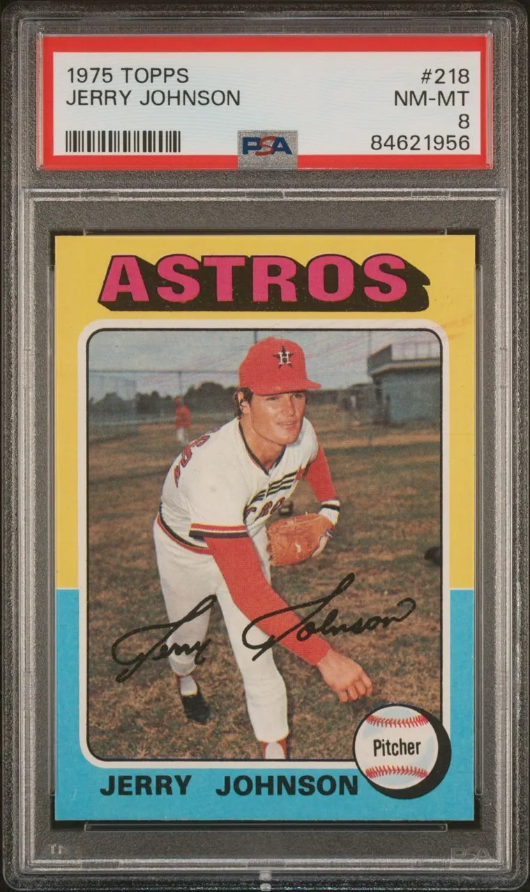 Product image for Jerry Johnson 1975 Topps #218 PSA 8 NM-MT