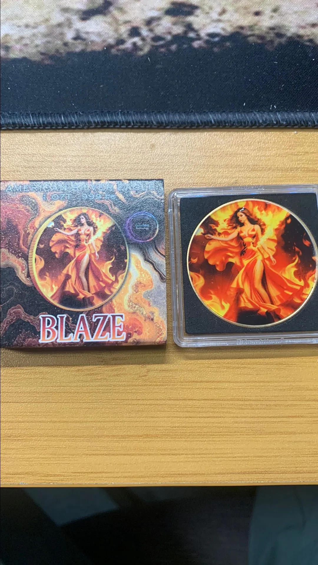 Product image for 250 MINTED BLAZE   Silver Eagle 1 Oz Silver Coin 1$ USA 2024 TYPE ii ASE COLORIZED