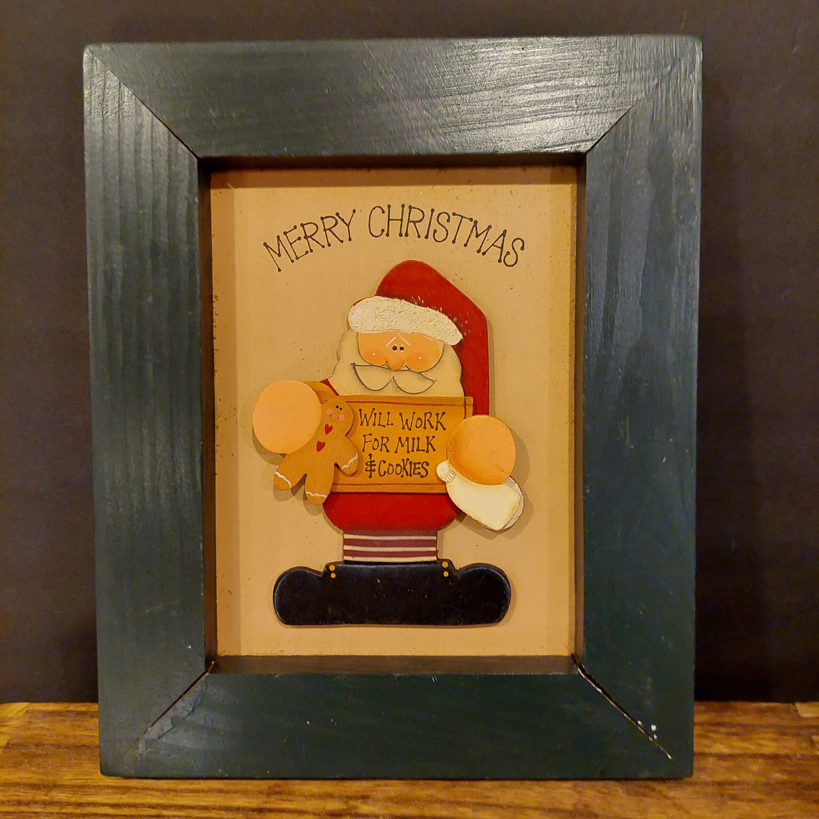 Product image for 0291 Crazy Mountain Framed Santa Picture - Will Work For Cookies
