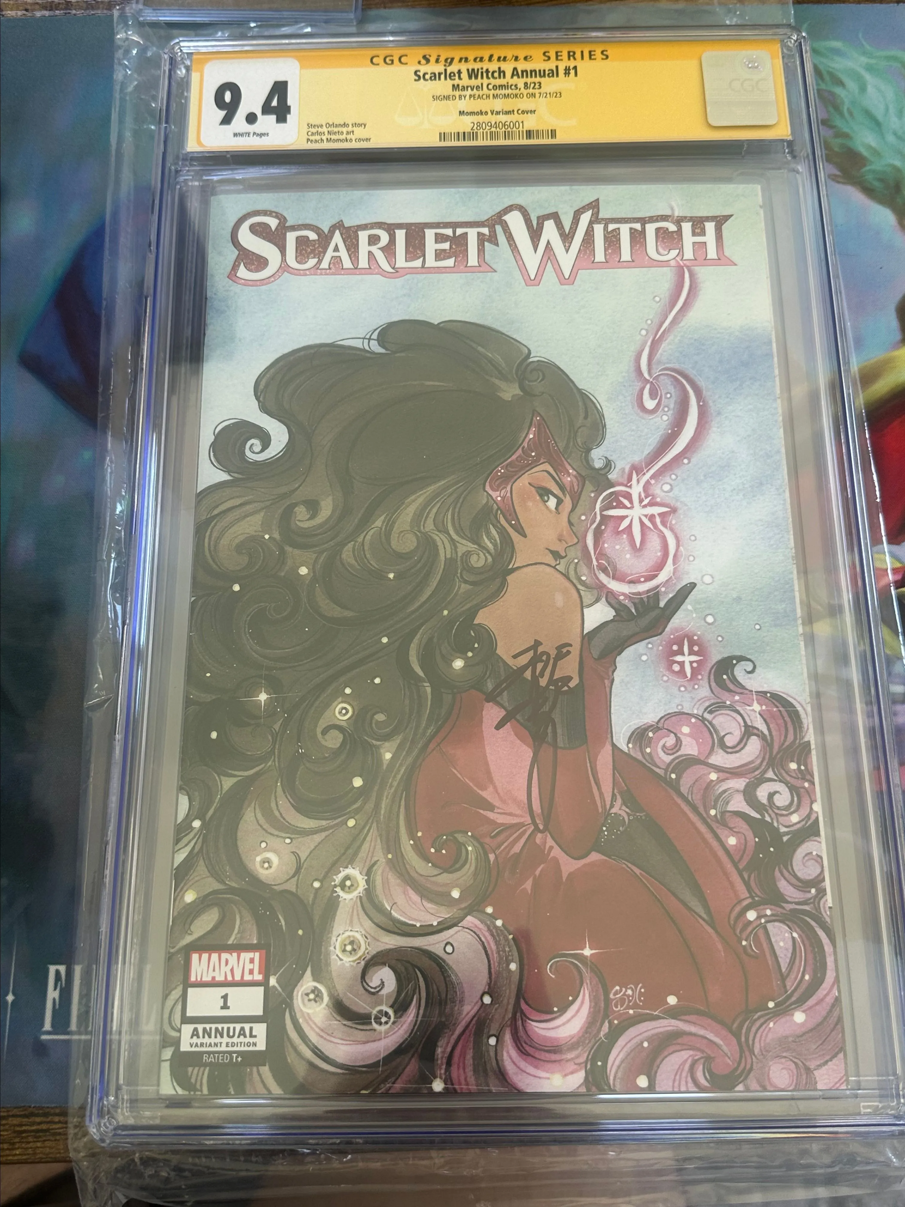 Product image for CGC 9.4 Scarlet Witch Annual #1 Peach Momoko Signed