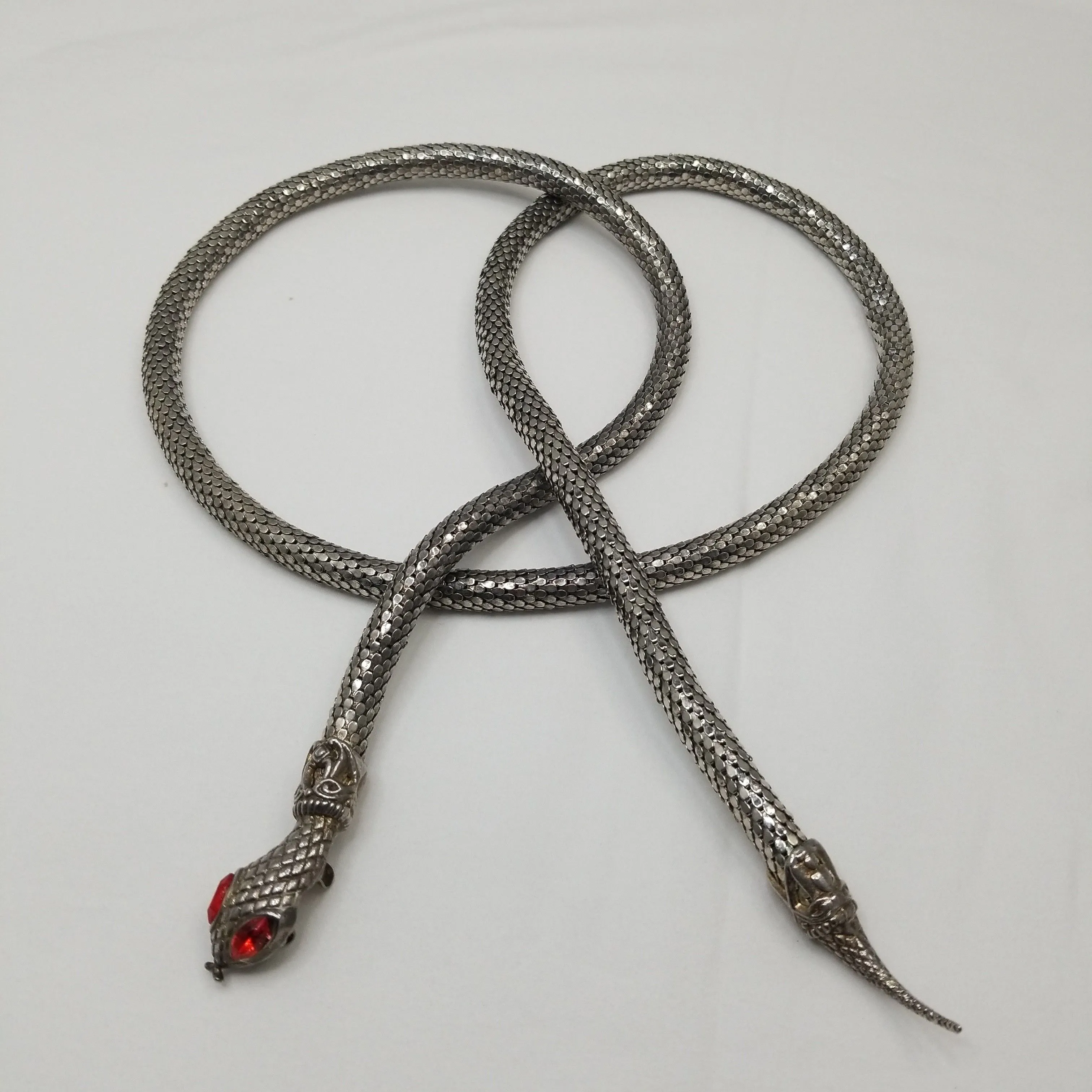 Product image for Red Rhinestone Eyed Snake Mesh Metal Belt
