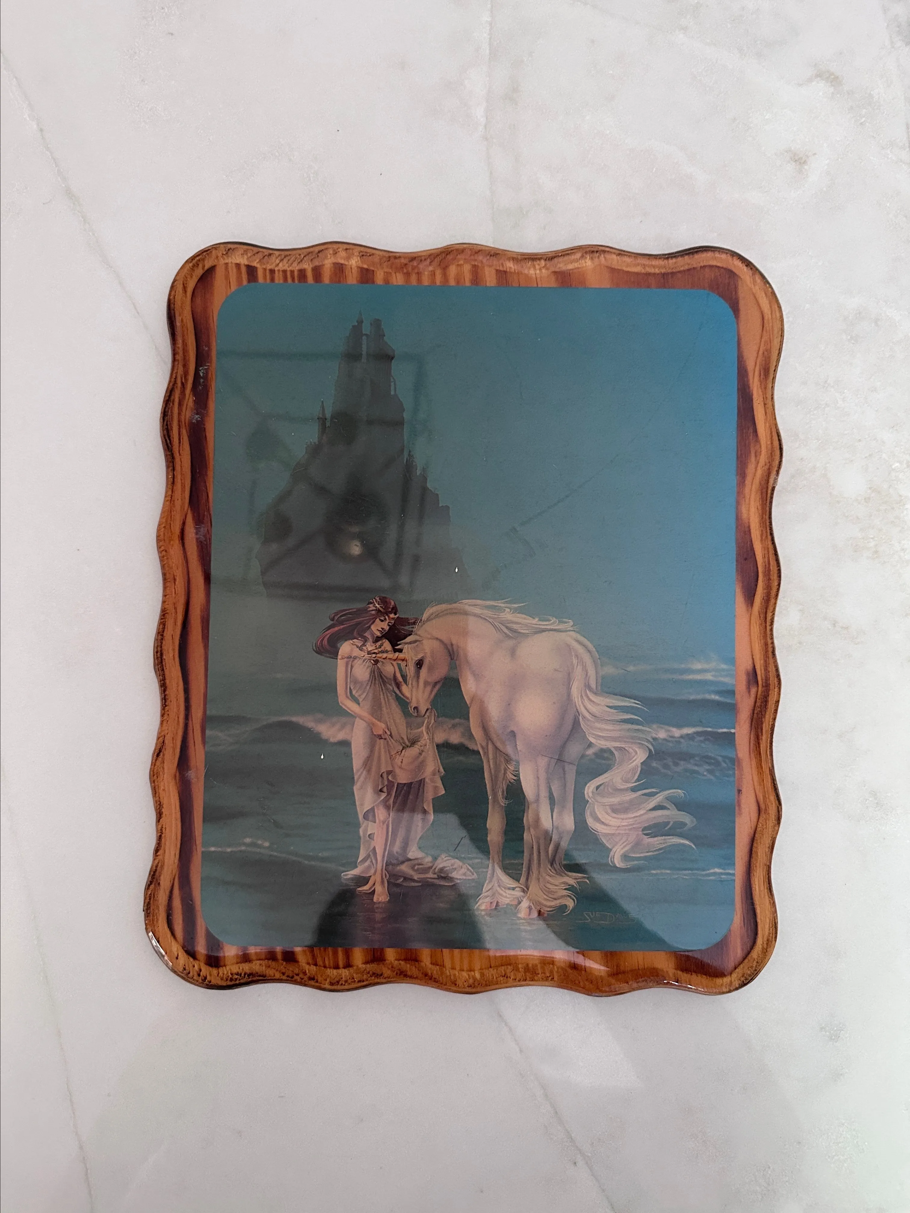 Product image for #134 Vintage lacquered unicorn picture