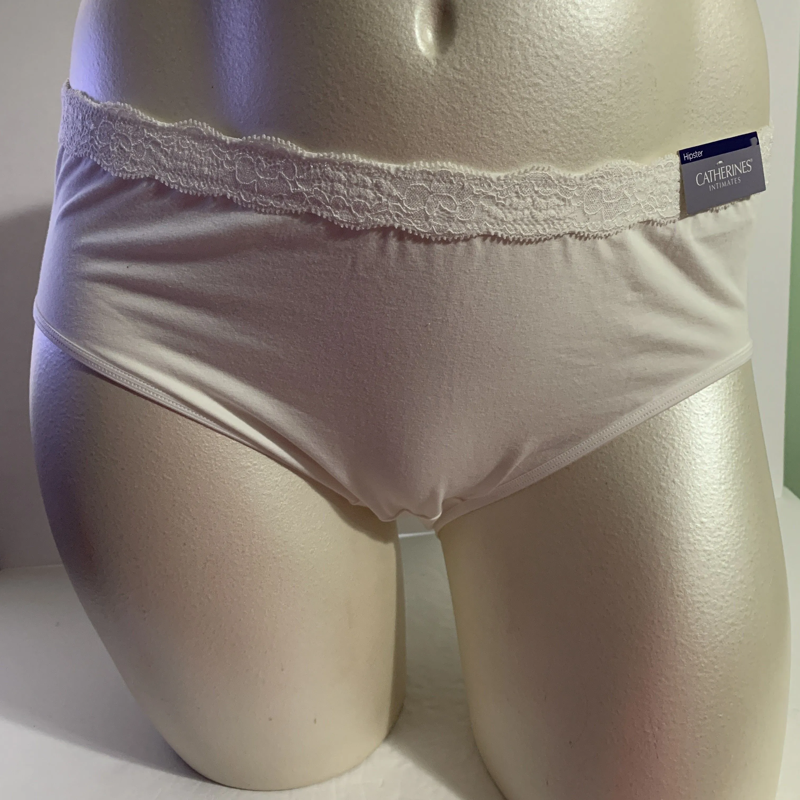 Product image for Catherines Hipster Panties Underwear Cotton Blend Lace White Plus Size 3X