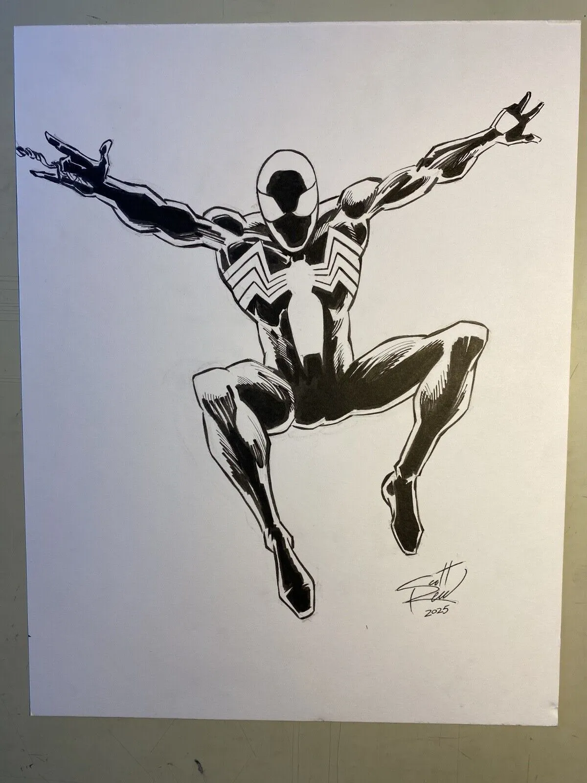 Product image for SPIDER-MAN BLACK COSTUME CONVENTION DRAWING BY SCOTT REED 2025!