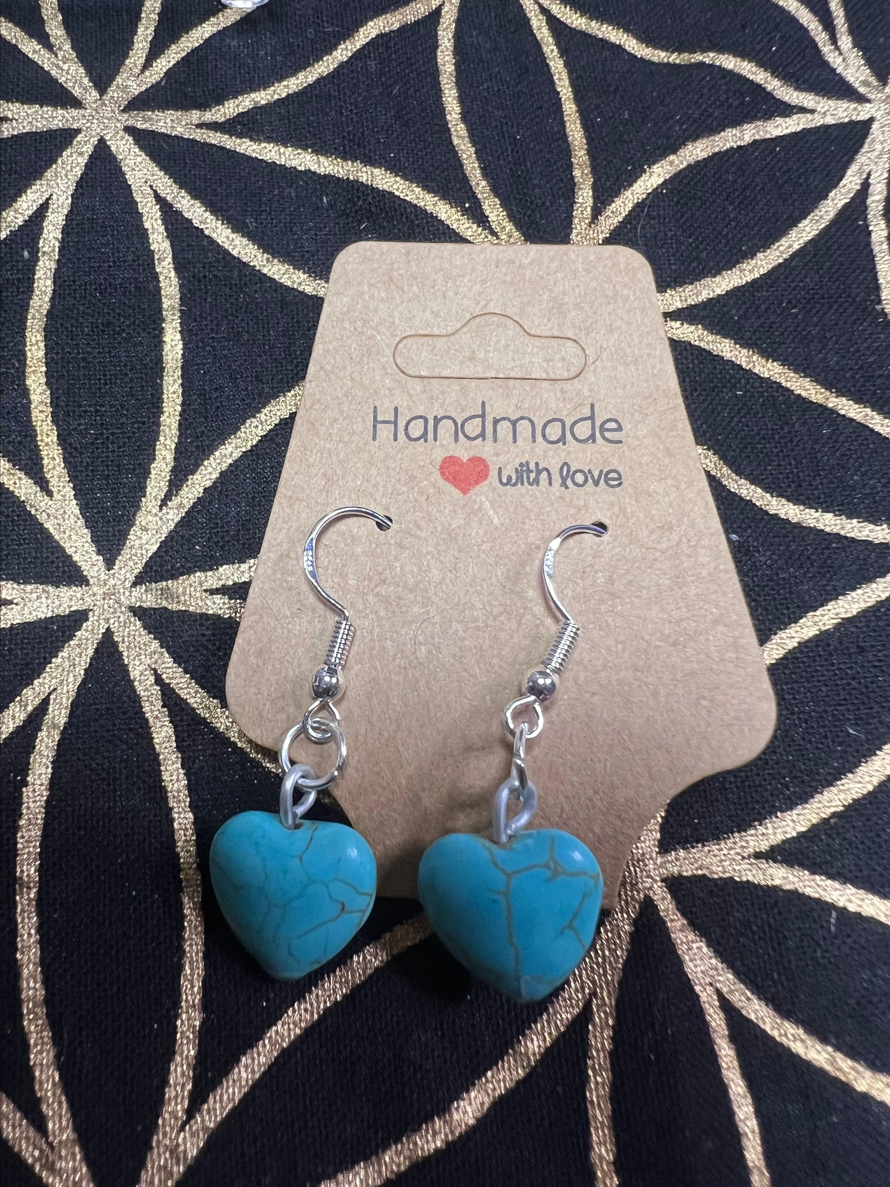 Product image for Blue Howlite heart earrings