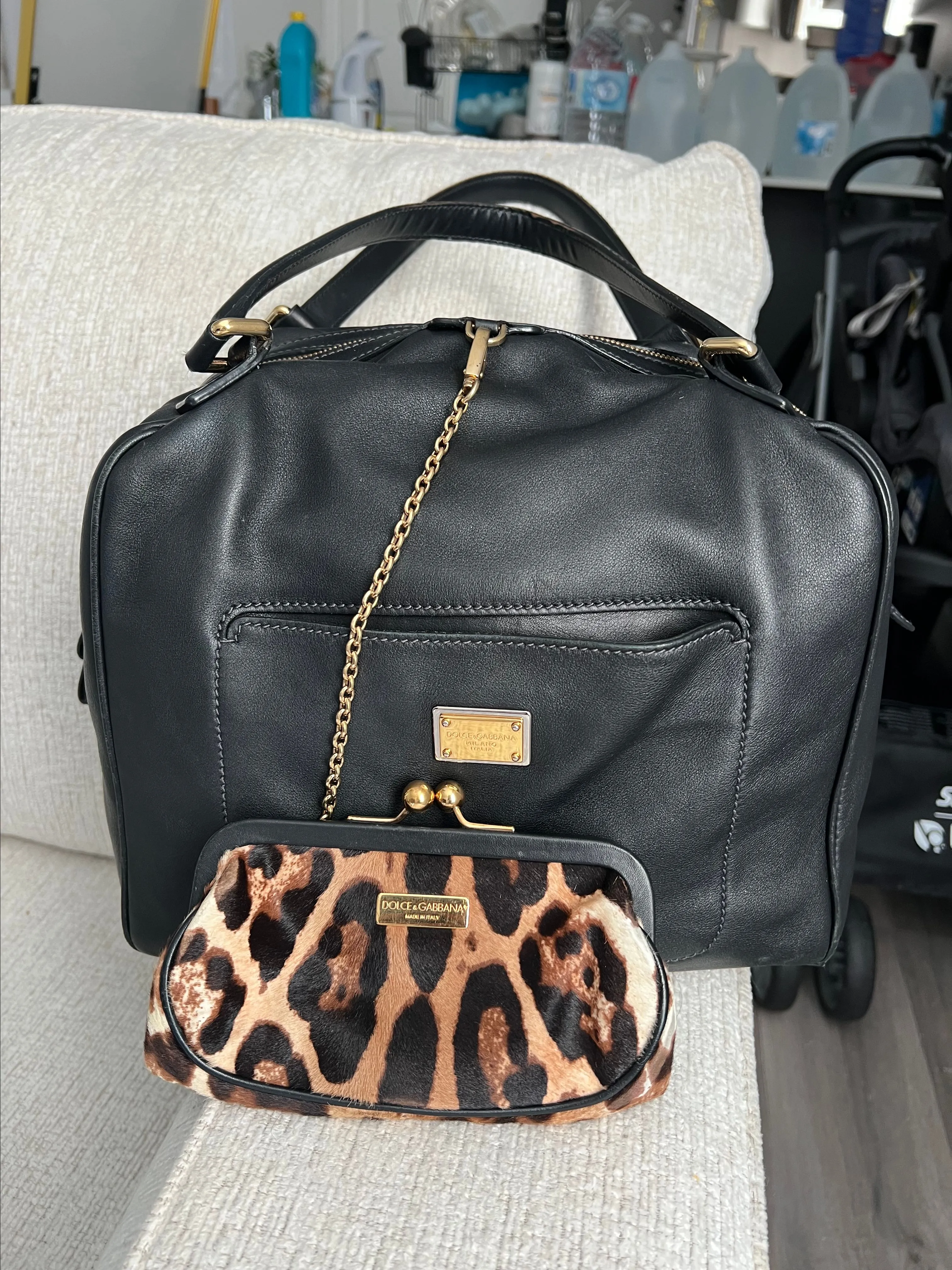 Product image for #202 Dolce & gabbana leather bag w clutch