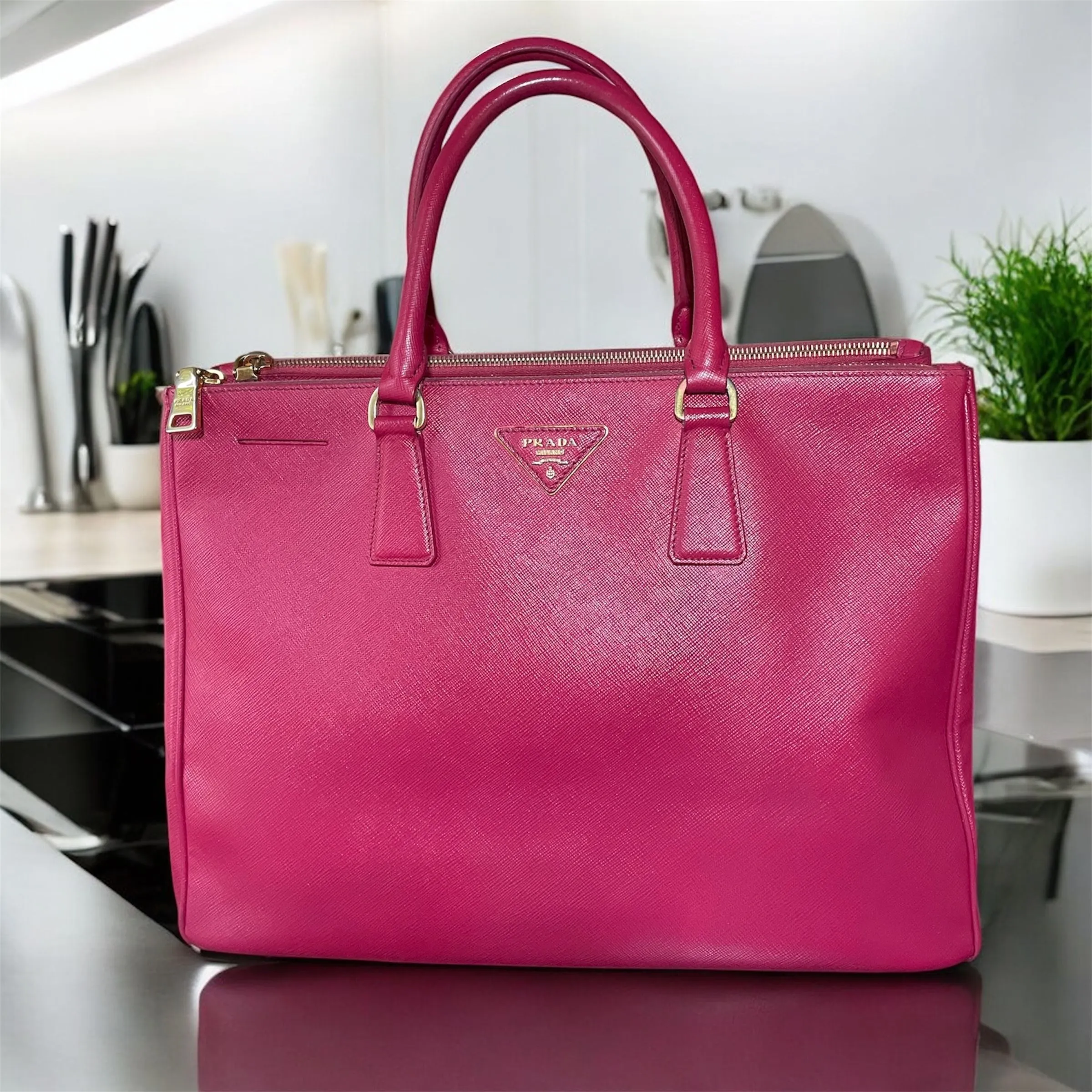 Product image for 314348 Prada Saffiano Leather Galleria Red Handbag