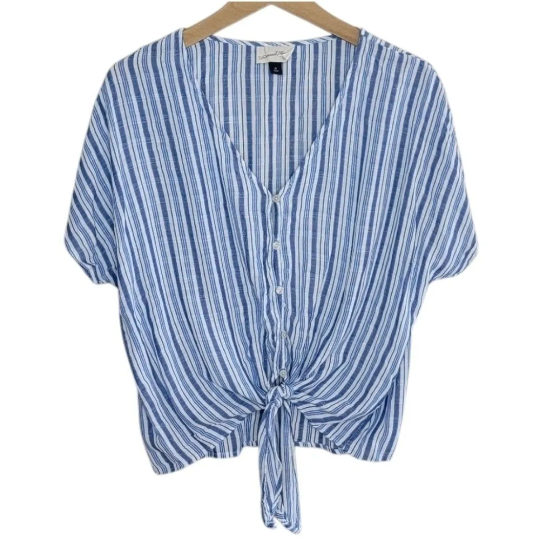 Product image for 028. Universal Thread | Blue & White Striped Tie Front Shirt