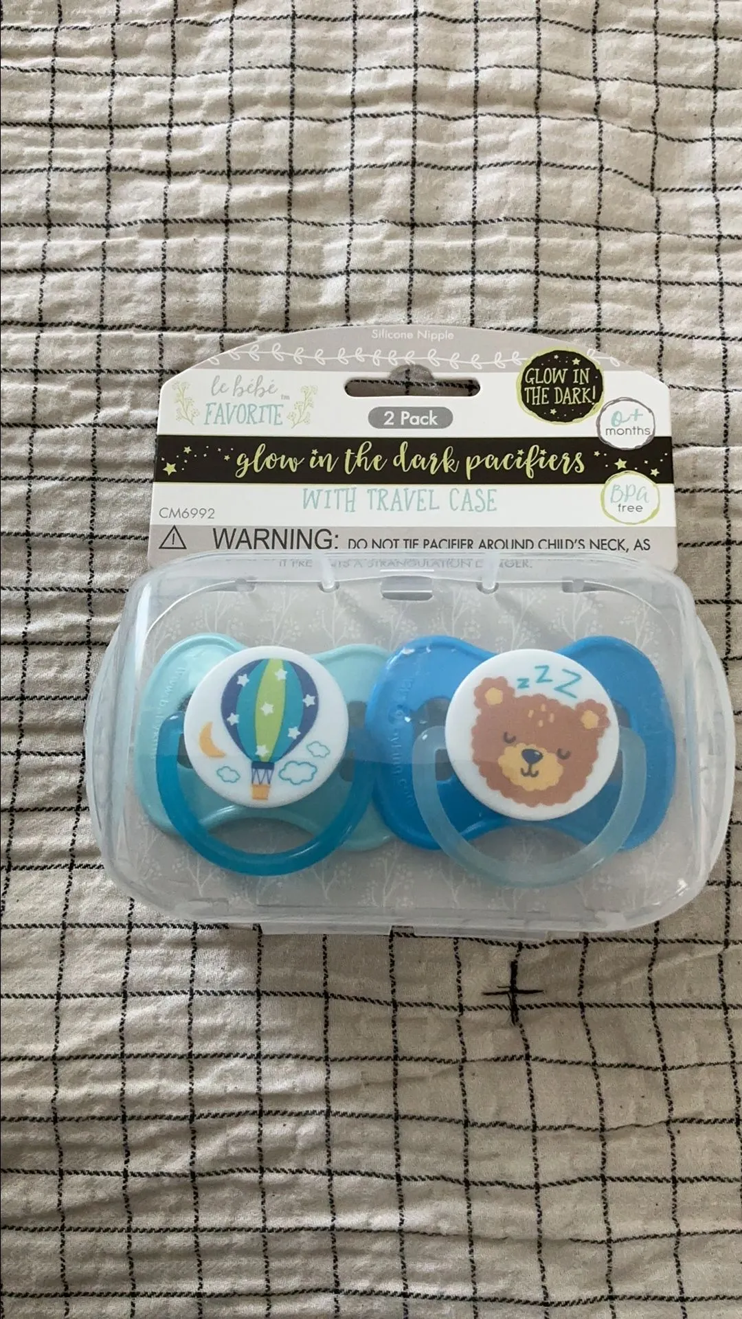 Product image for 2 pack glow in the dark pacifiers w/ case