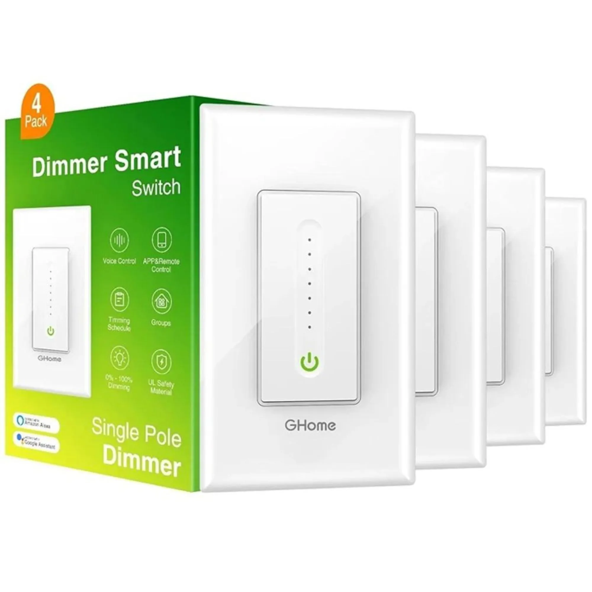 Product image for GHome Smart Dimmer Switch Work with Alexa Google Home, Single Pole 2.4GHz Wi-Fi