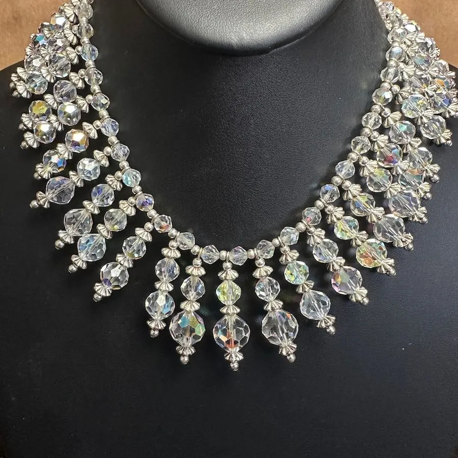Product image for Vintage AB Glass Bib Necklace RARE