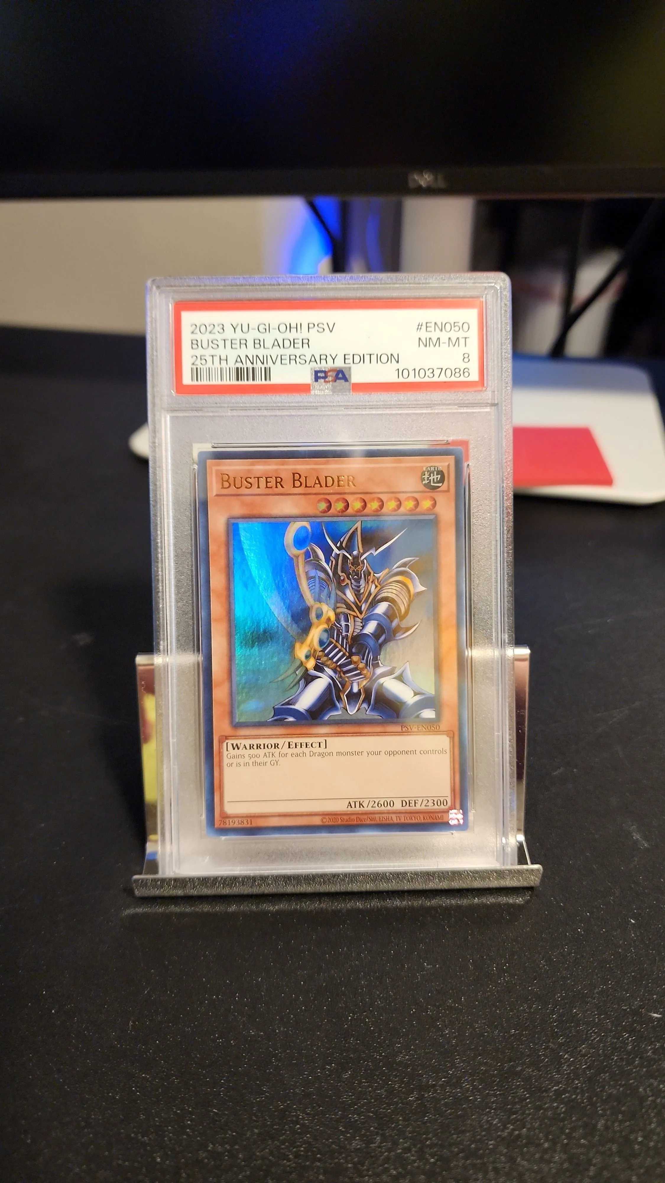 Product image for PSA 8 Buster Blader, Ultra Rare PSV-EN050