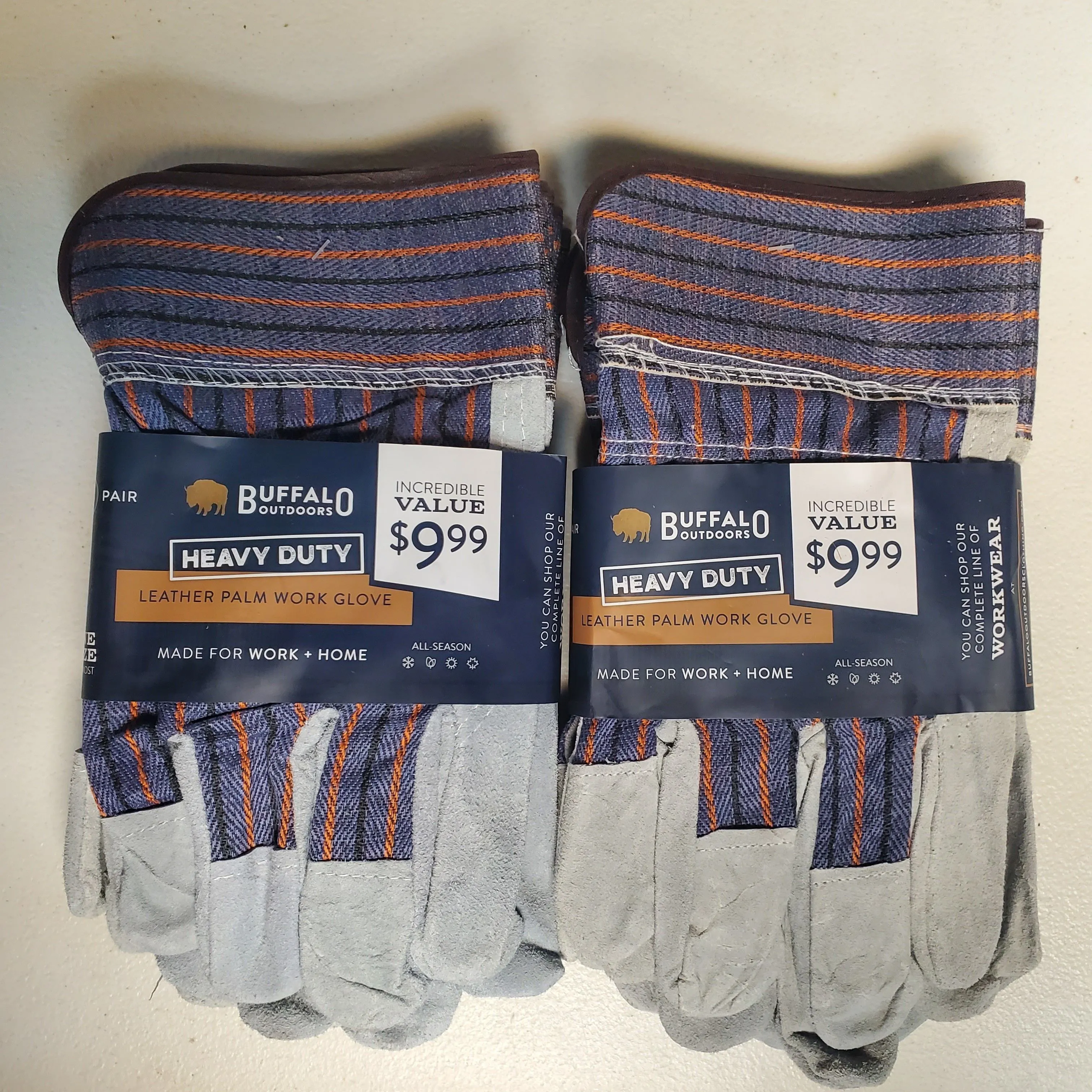 Product image for (2) Leather Palm Work Glove - 3 Pack | All Season | One Size | RRR Tools