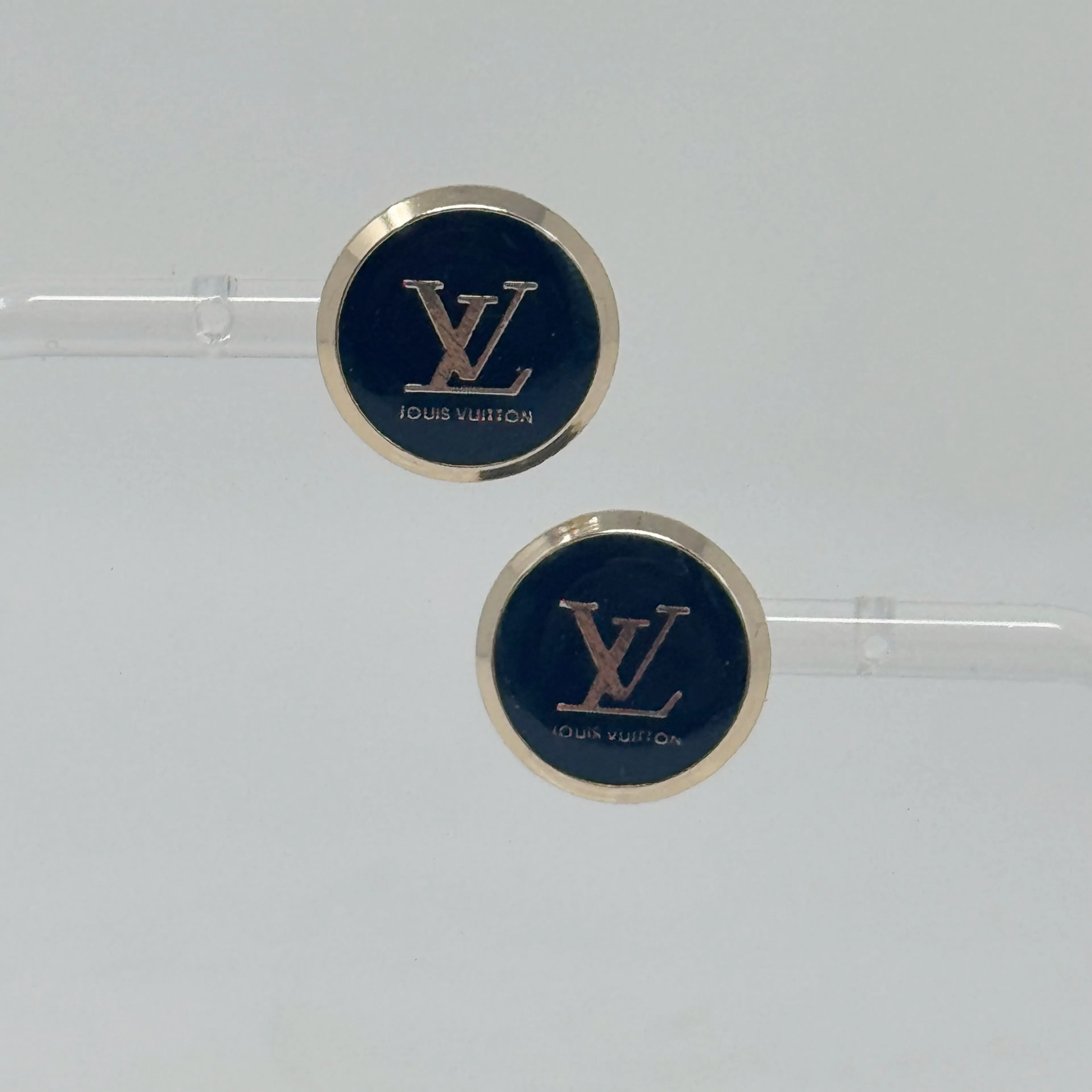 Product image for LOUIS VUITTON Upcycled LV Black & Gold Stud Earrings
