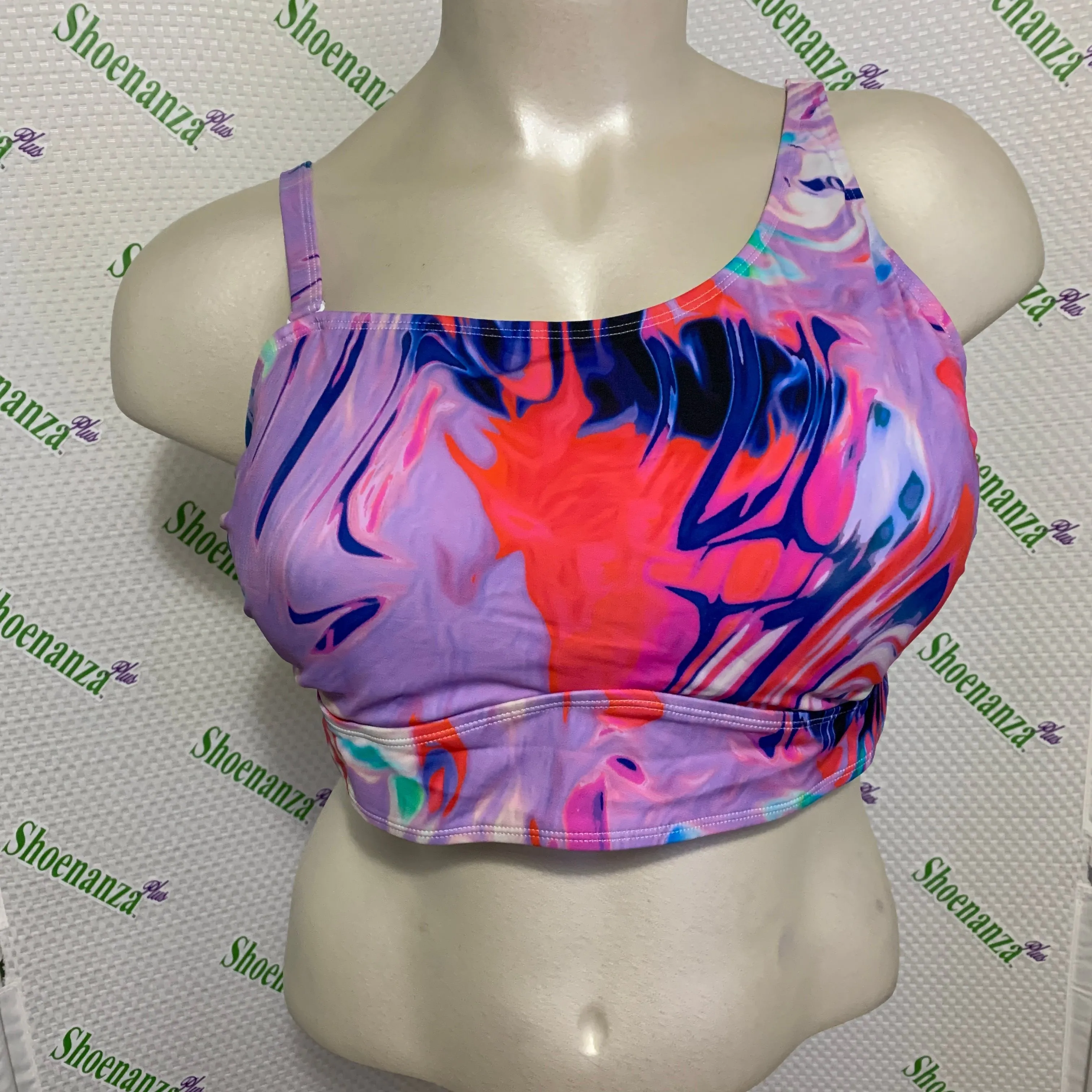 Product image for Torrid Swimsuit Swim Top Wireless Bikini One Shoulder Marble Swirl Plus 3 22 24