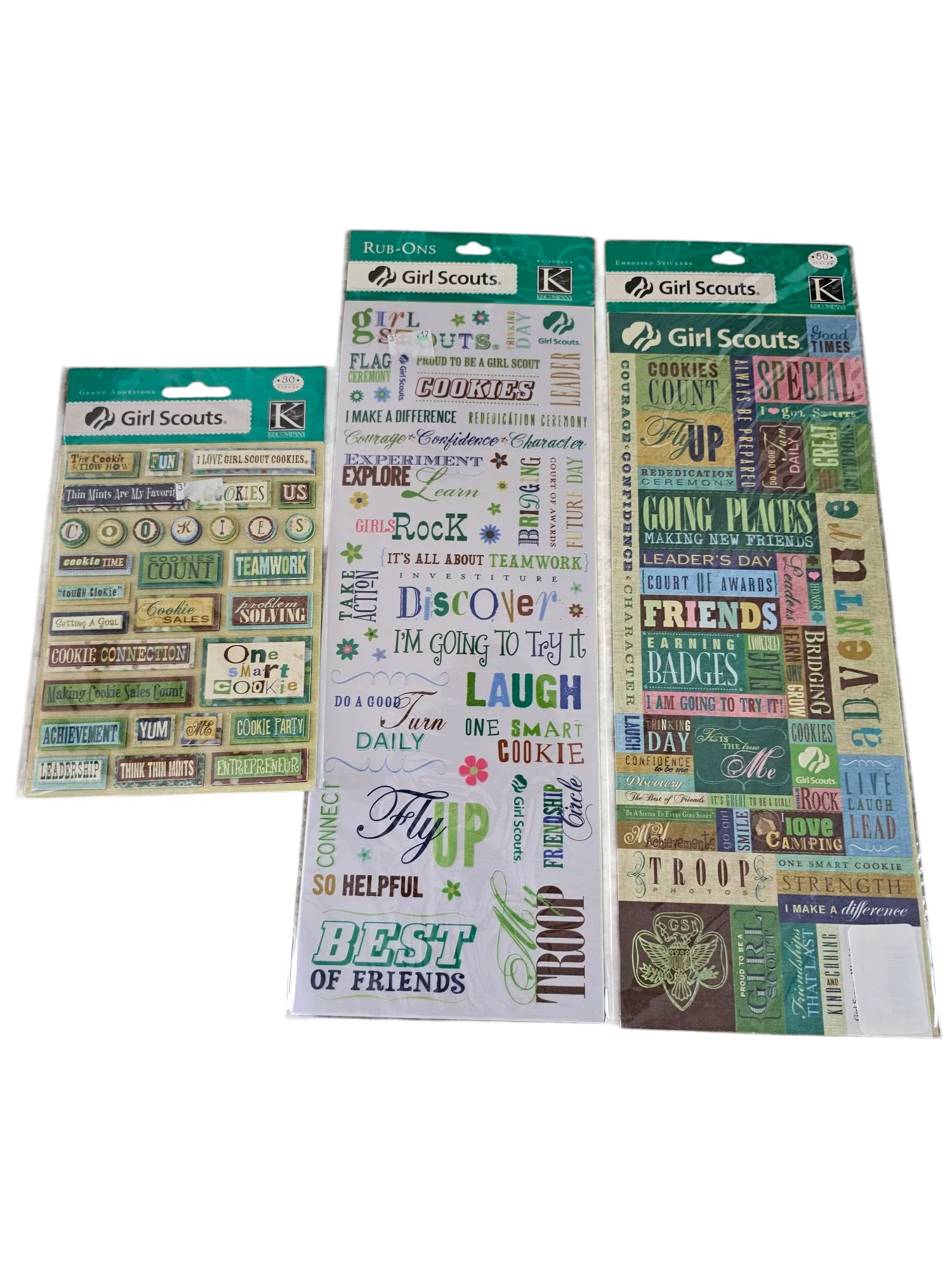 Product image for Lot of NEW Girl Scouts Themed Stickers, Rub-Ons, and Grand Adhesions