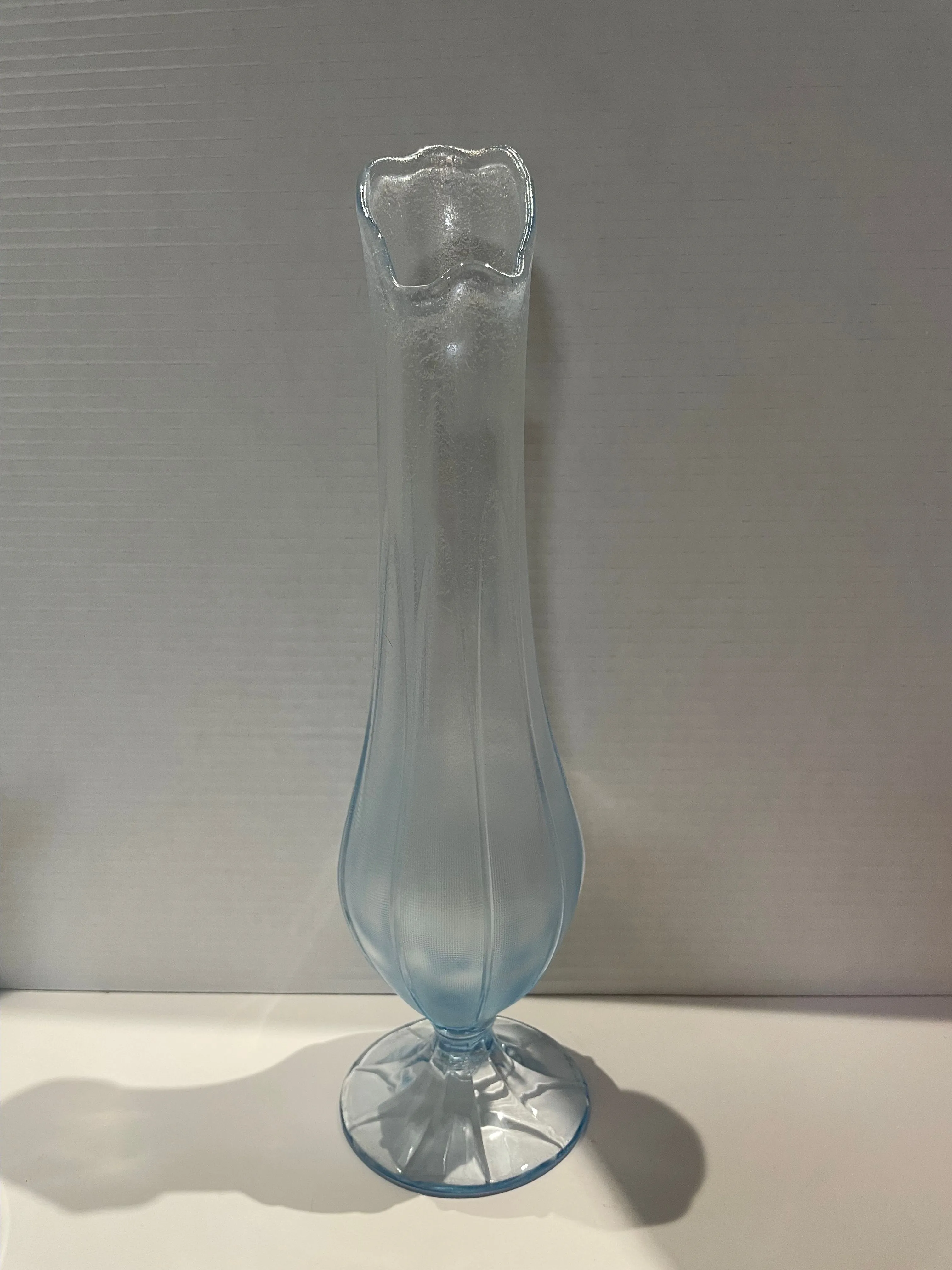 Product image for 622 Fenton Velva Blue Stretch Glass Swung Vase