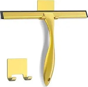 Product image for NEW All-Purpose Stainless Steel Shower Squeegee for Shower Glass Door with Adhesive Hook - 12" GOLD