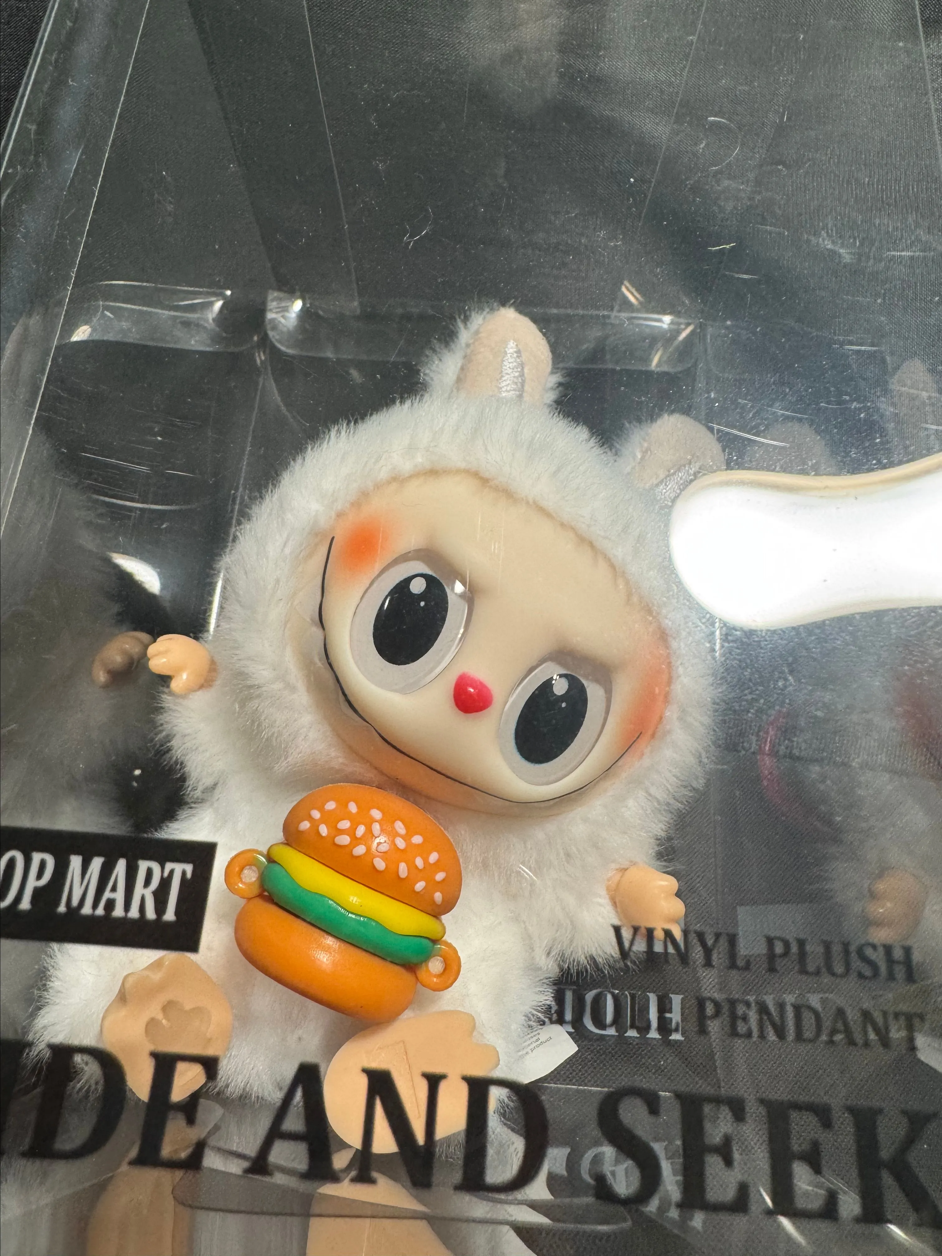 Product image for Labubu white plush character toy  McDonalds burger keychain new inbox