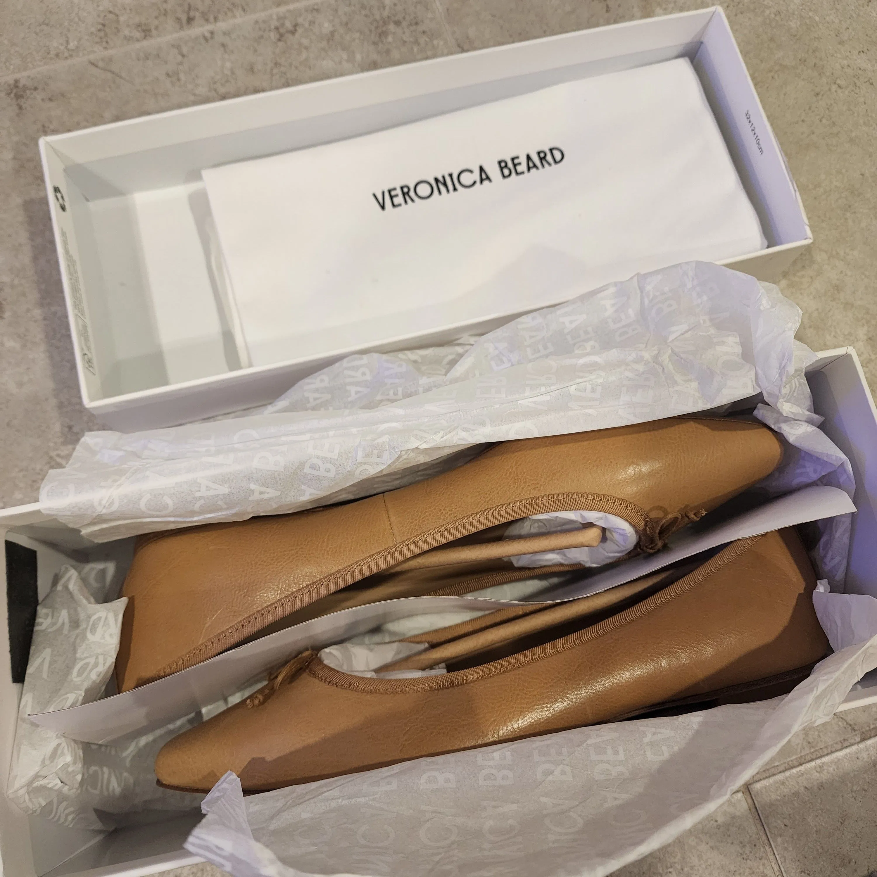 Product image for Veronica Beard Catherine Leather Ballet Flat Natural Brown