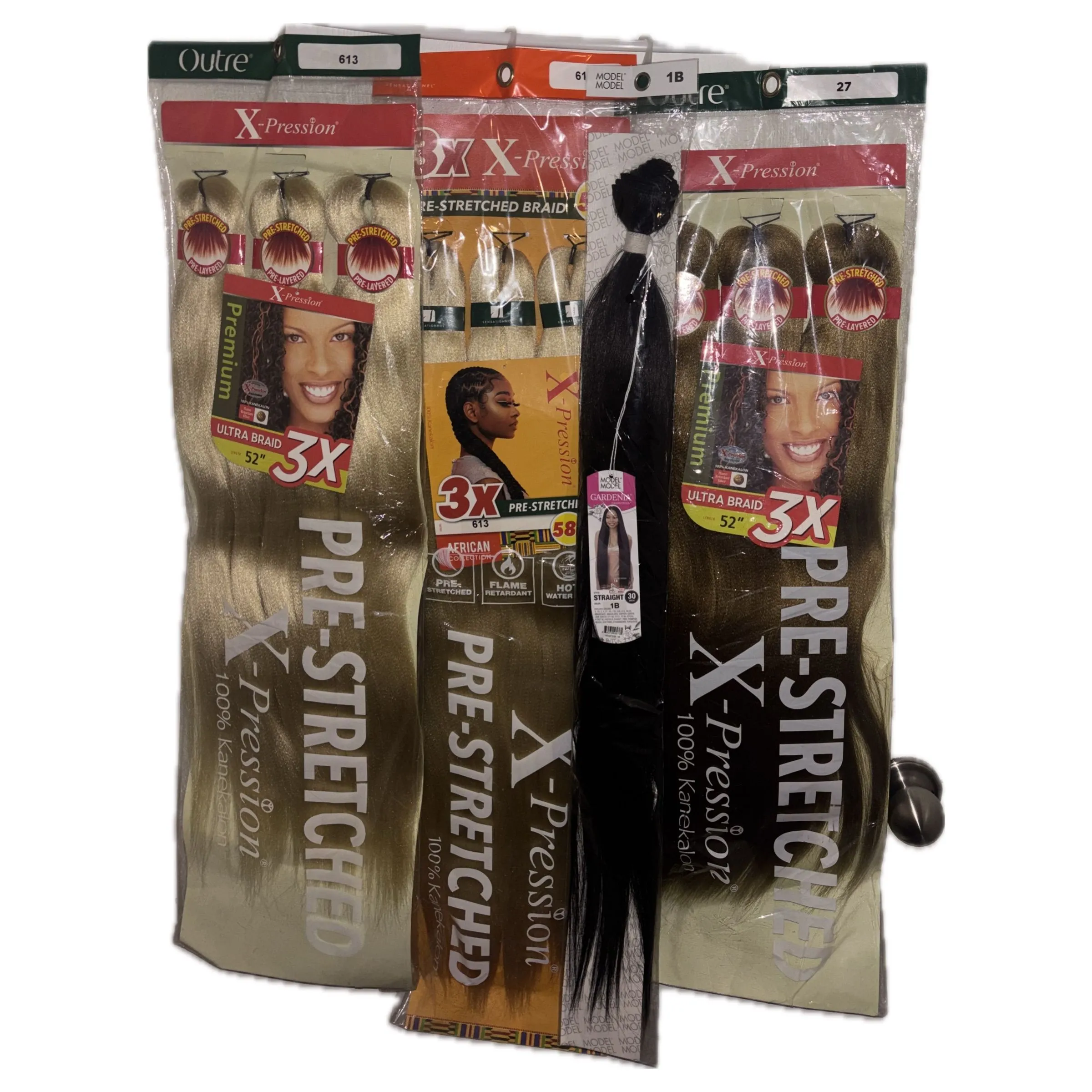 Product image for 4 NEW Outre/Model Model | Pre-Stretched X-pression 100% Kanekalon Hair Braid Weave Extensions