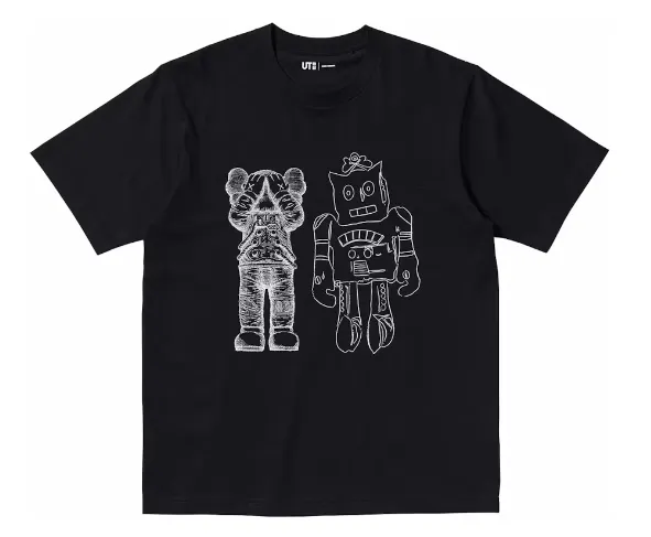 Product image for Kaws x Uniqlo Warhol Space Companion Robot Tee (Kids) Black size 4t 6t 8t 10t 13t