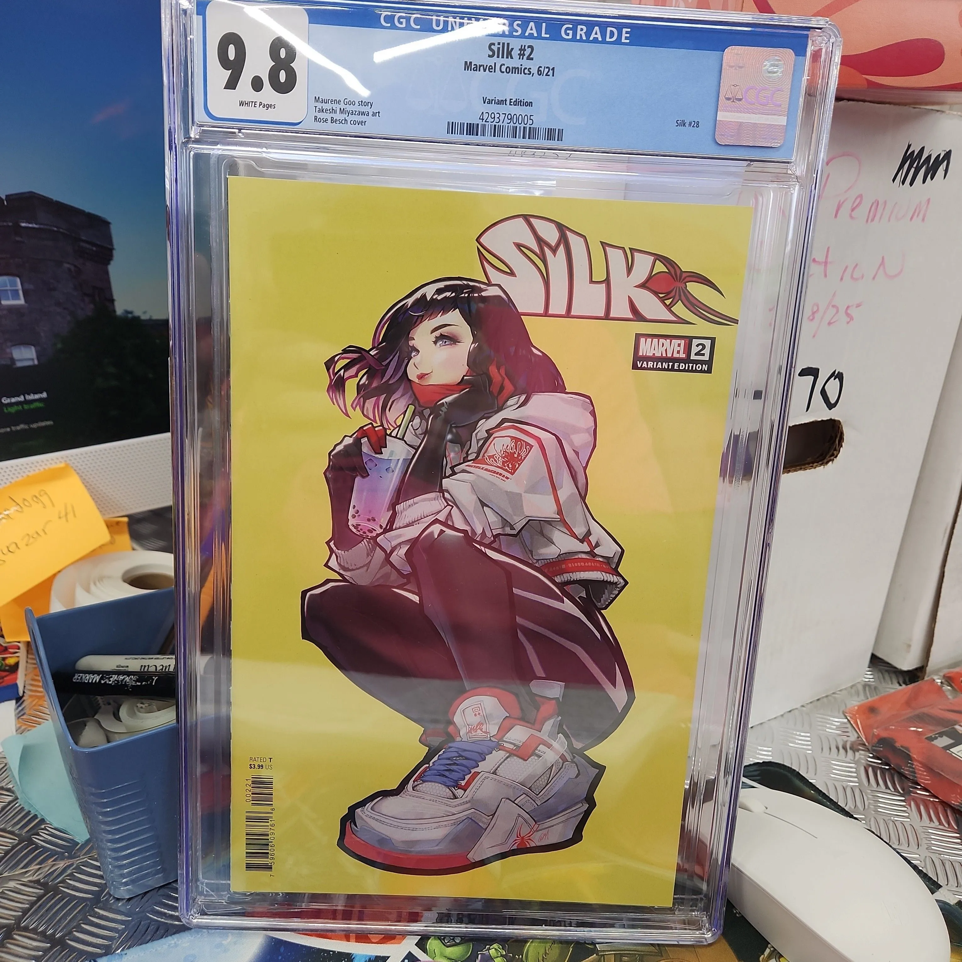 Product image for Silk #2 CGC 9.8 Rose Besch 1:25 Incentive Variant 2021 Hot Cover Sneakers 