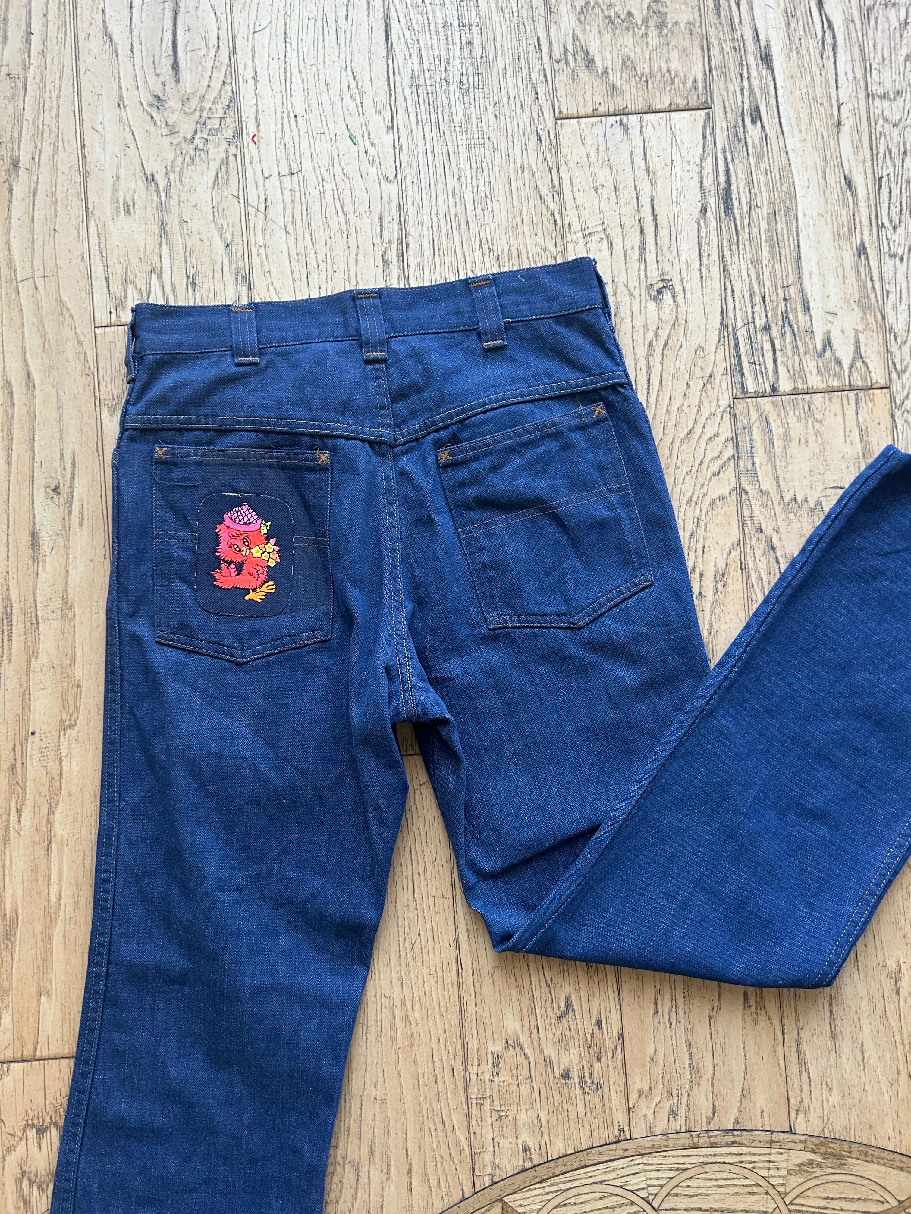 Product image for 76. 1960s dark denim bird patch jeans