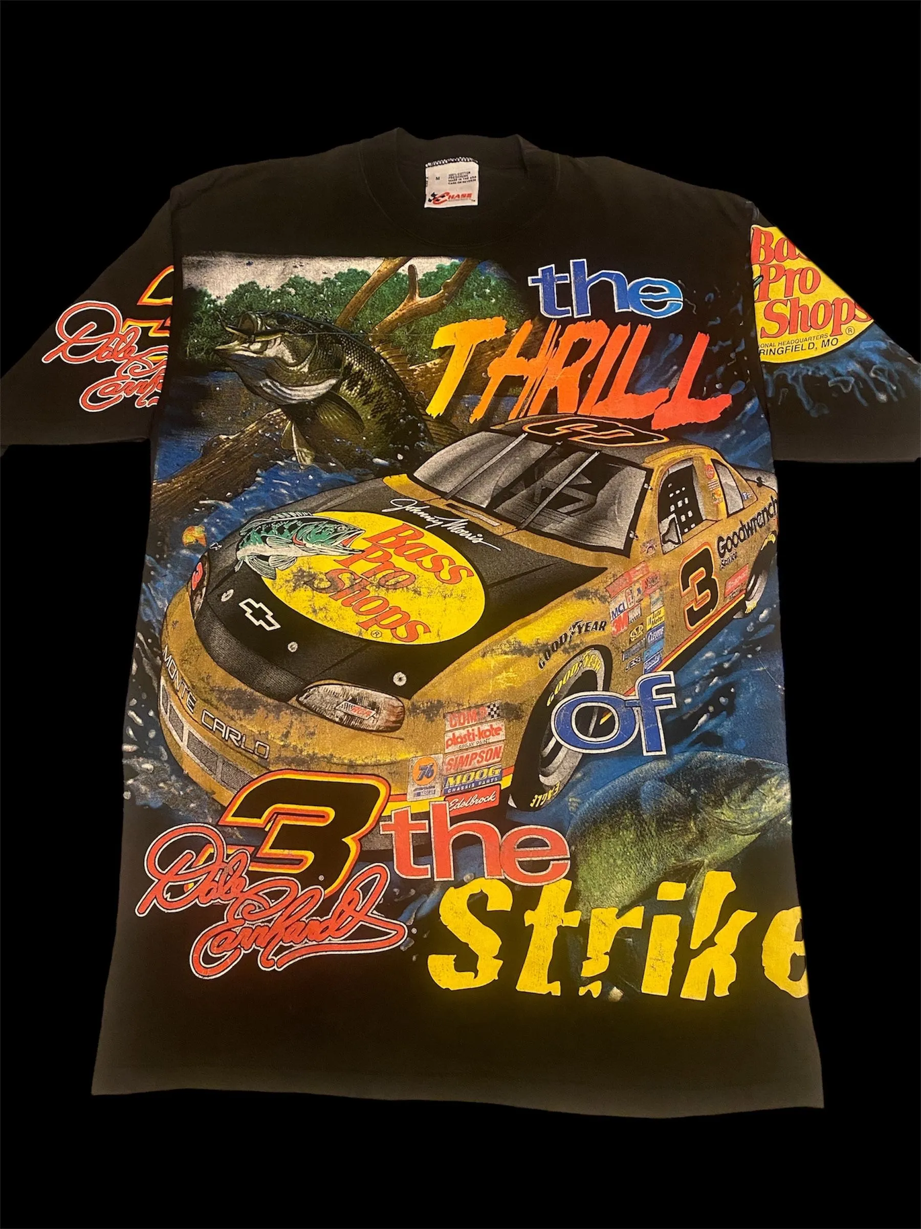 Product image for 1998 Dale Earnhardt 3 Bass Pro Shops AOP Grail Racing Shirt Medium