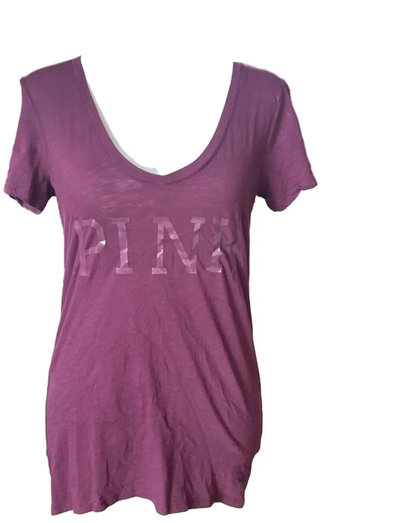 Product image for Women's Victoria's Secret PINK T-Shirt XS Purple V-Neck