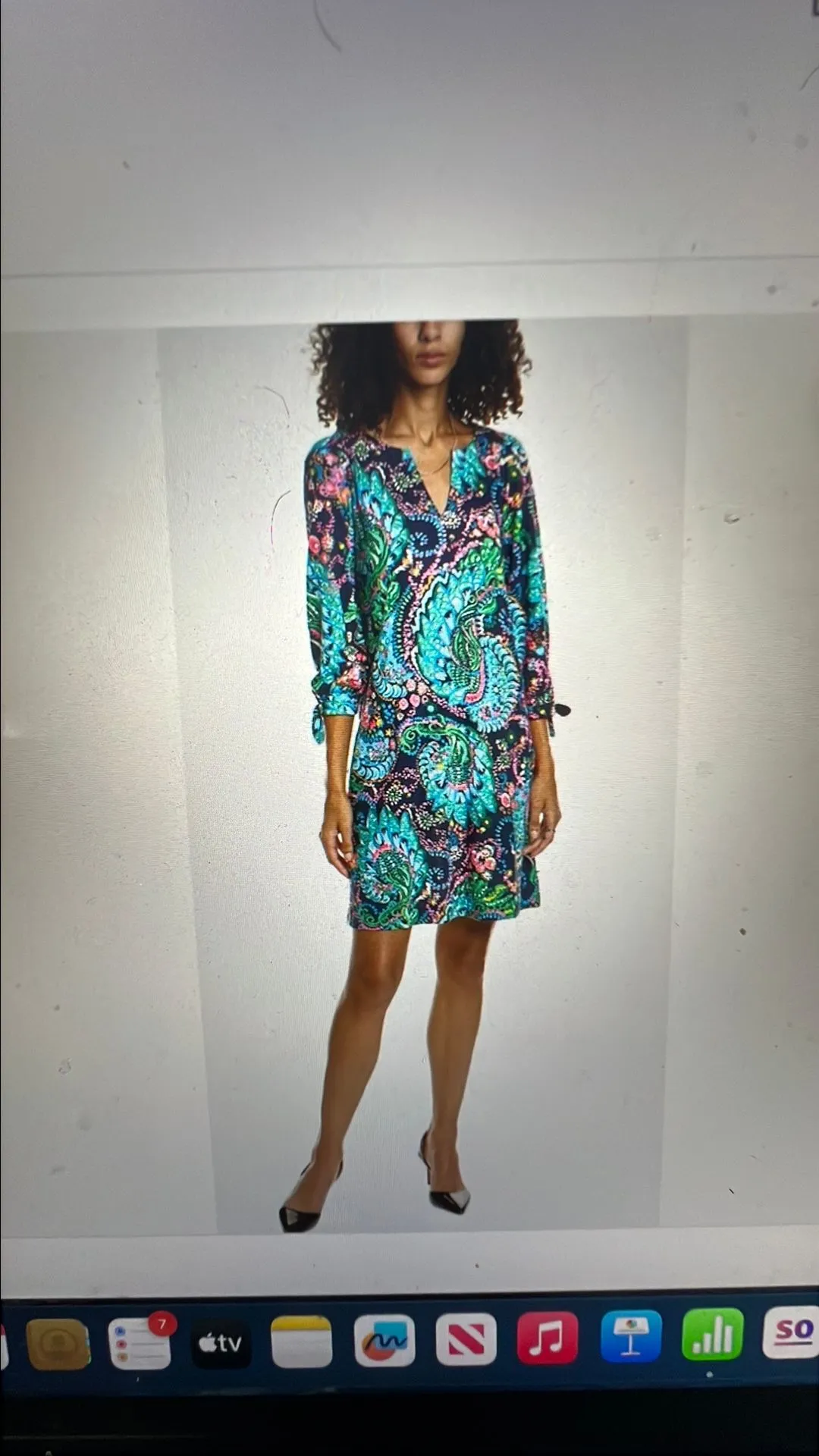 Product image for Lilly Pulitzer Cath 3/4 Sleeves Easy Fit Dress in Take Me To The Sea Medium