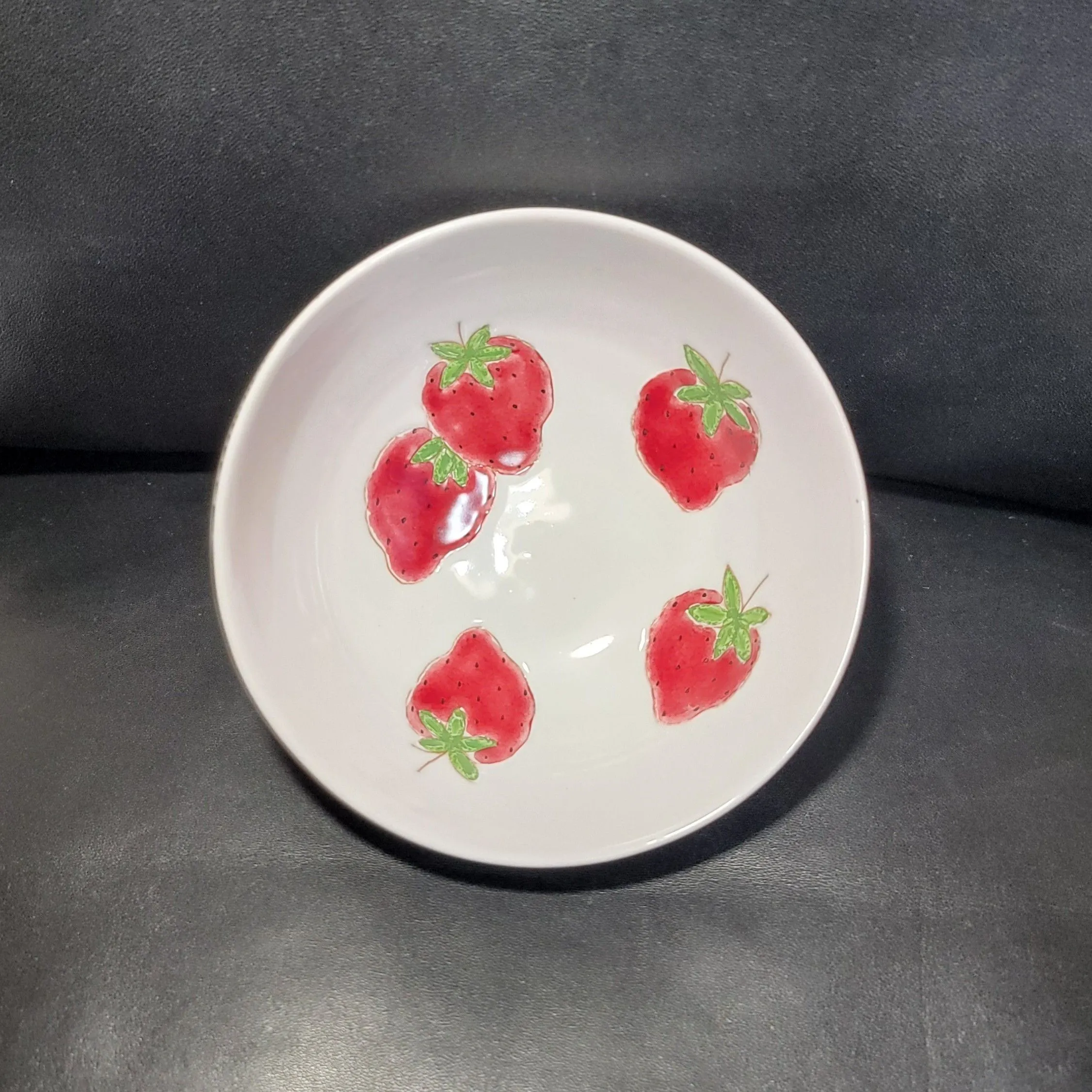 Product image for Vintage Unique Soup Dessert 5" Bowl Strawberry Pattern Hand Painted In Italy Pottery MCM