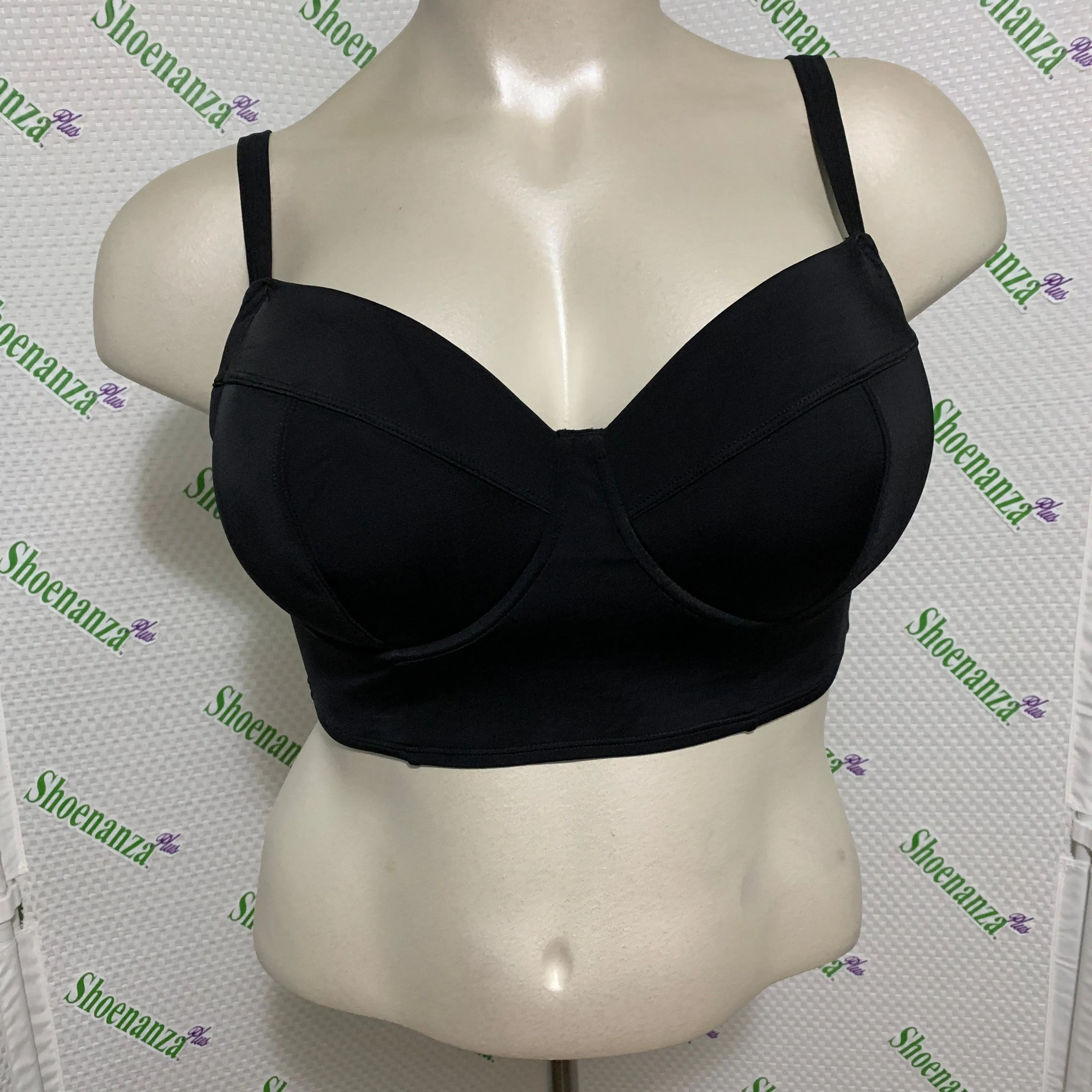 Product image for Torrid Swimsuit Swim Top Underwire Bikini Long Line Black Plus 1 14 16 D / DD