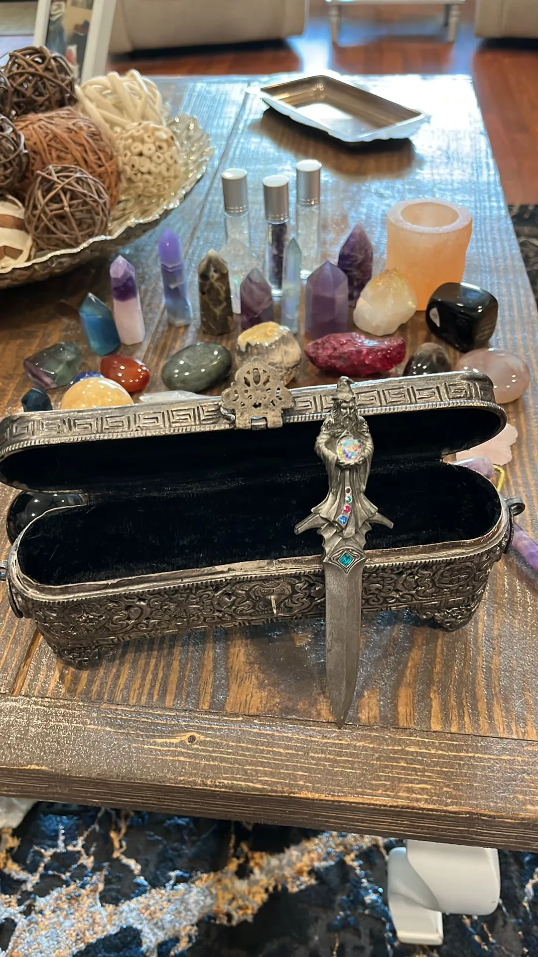 Product image for Antique Matte Finish Box with Wizard Dagger