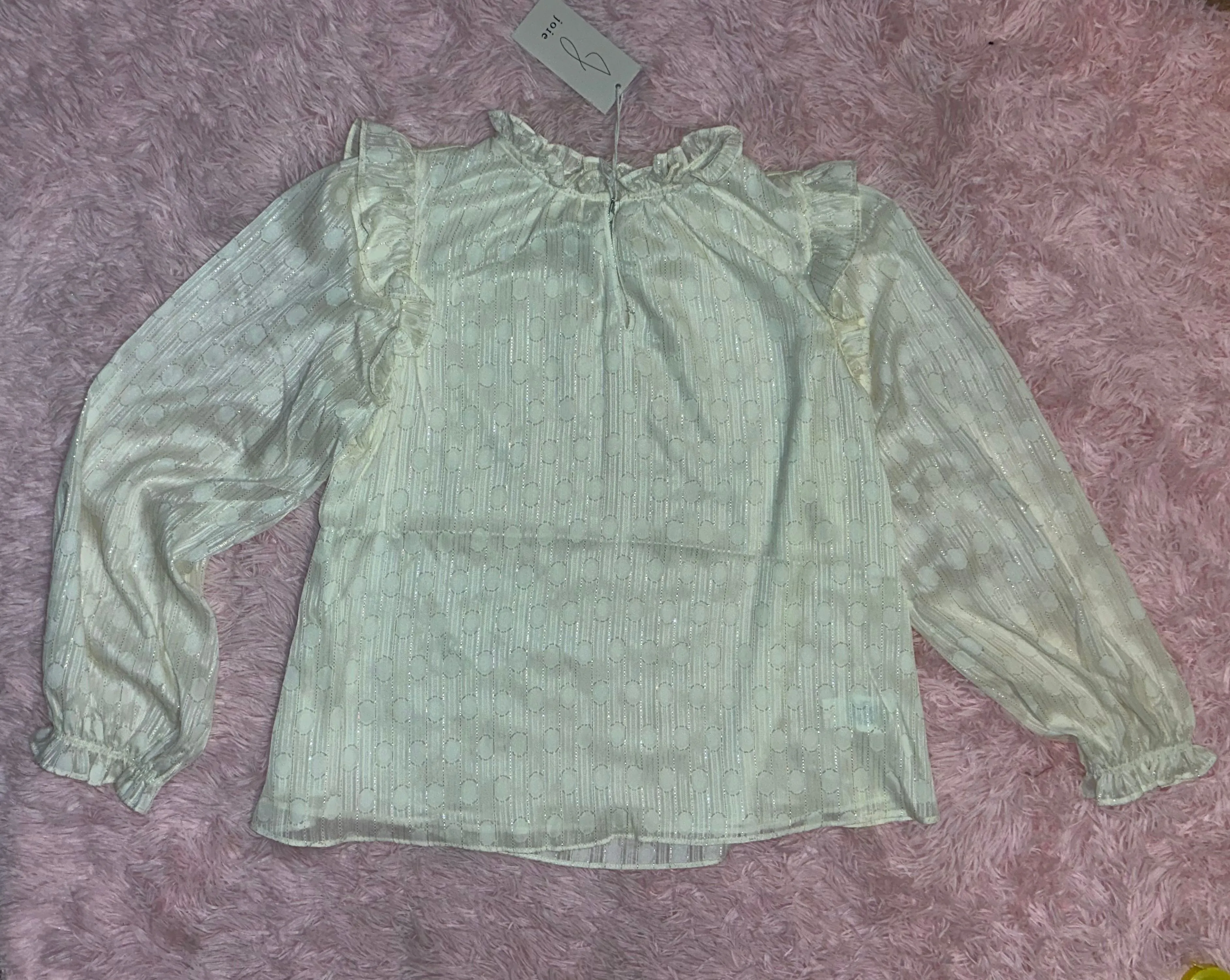 Product image for NWT Joie Cream Embellished Womens Peasant Blouse Medium
