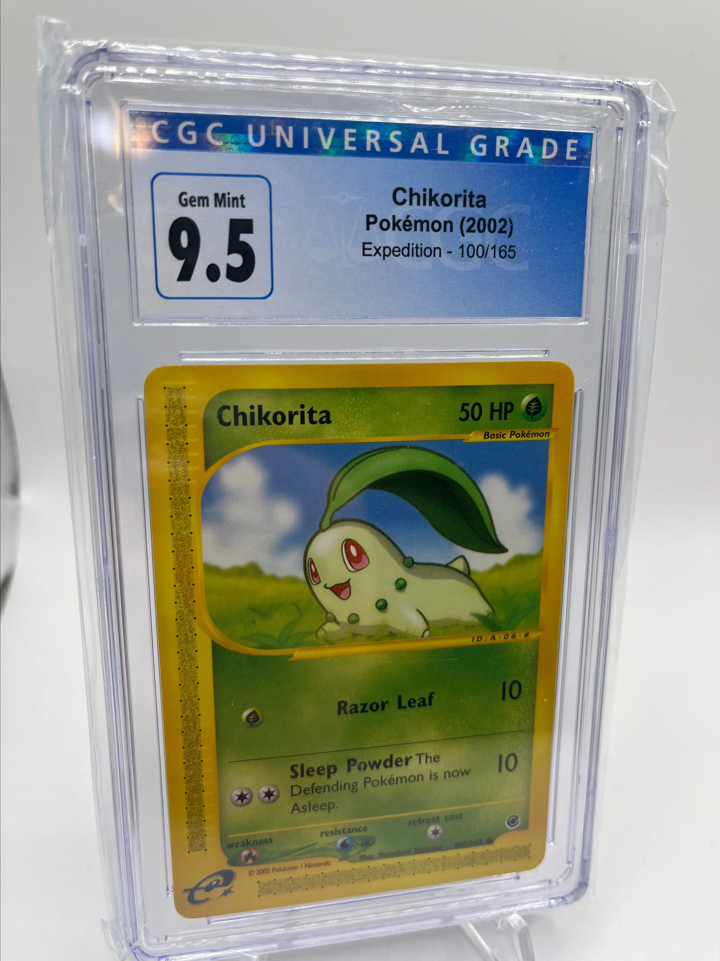 Product image for Cgc 9.5 (10) Chikorita 2002 expedition 100/165