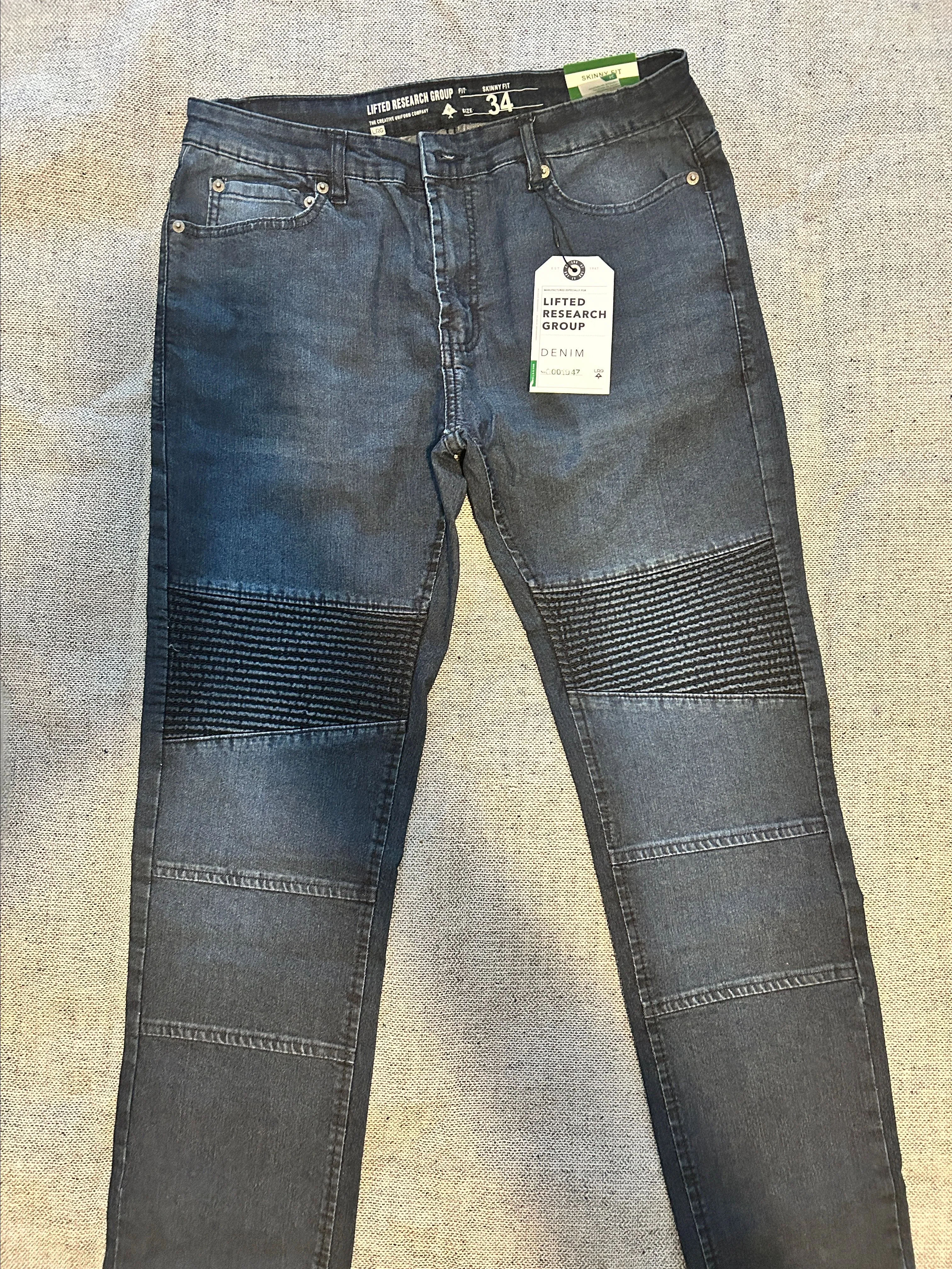 Product image for Brand New Lifted Research Group LRG Biker Skinny Denim Jeans. Size 34