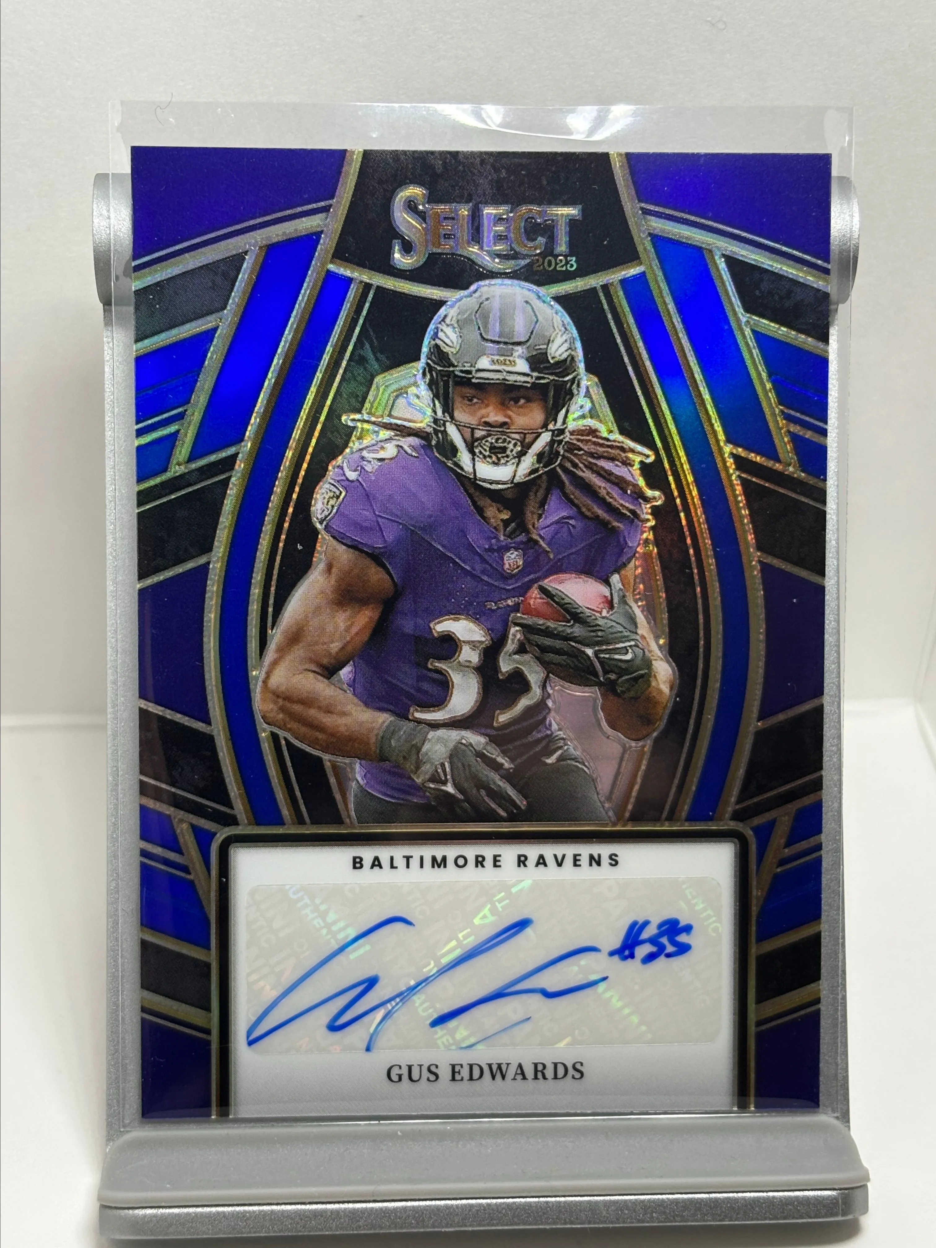 Product image for GUS EDWARDS 2023 Select Football Blue Prizm Auto #78/99
