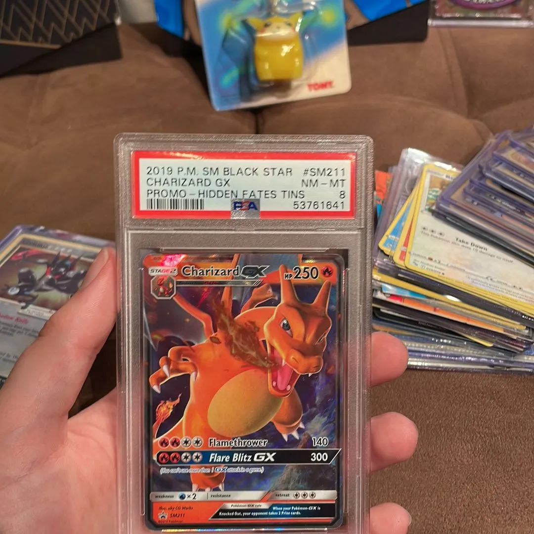Product image for 2019 Pokemon Sm Black Star Promo Charizard Gx Promo-Hidden Fates Tins PSA NM-MT 8