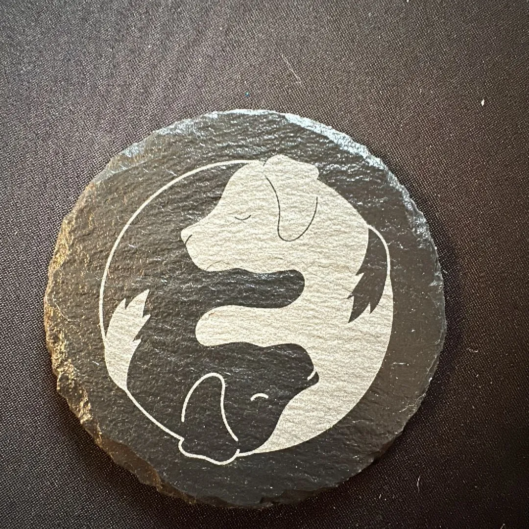 Product image for Yin-yang dogs slate coaster set (4pc)