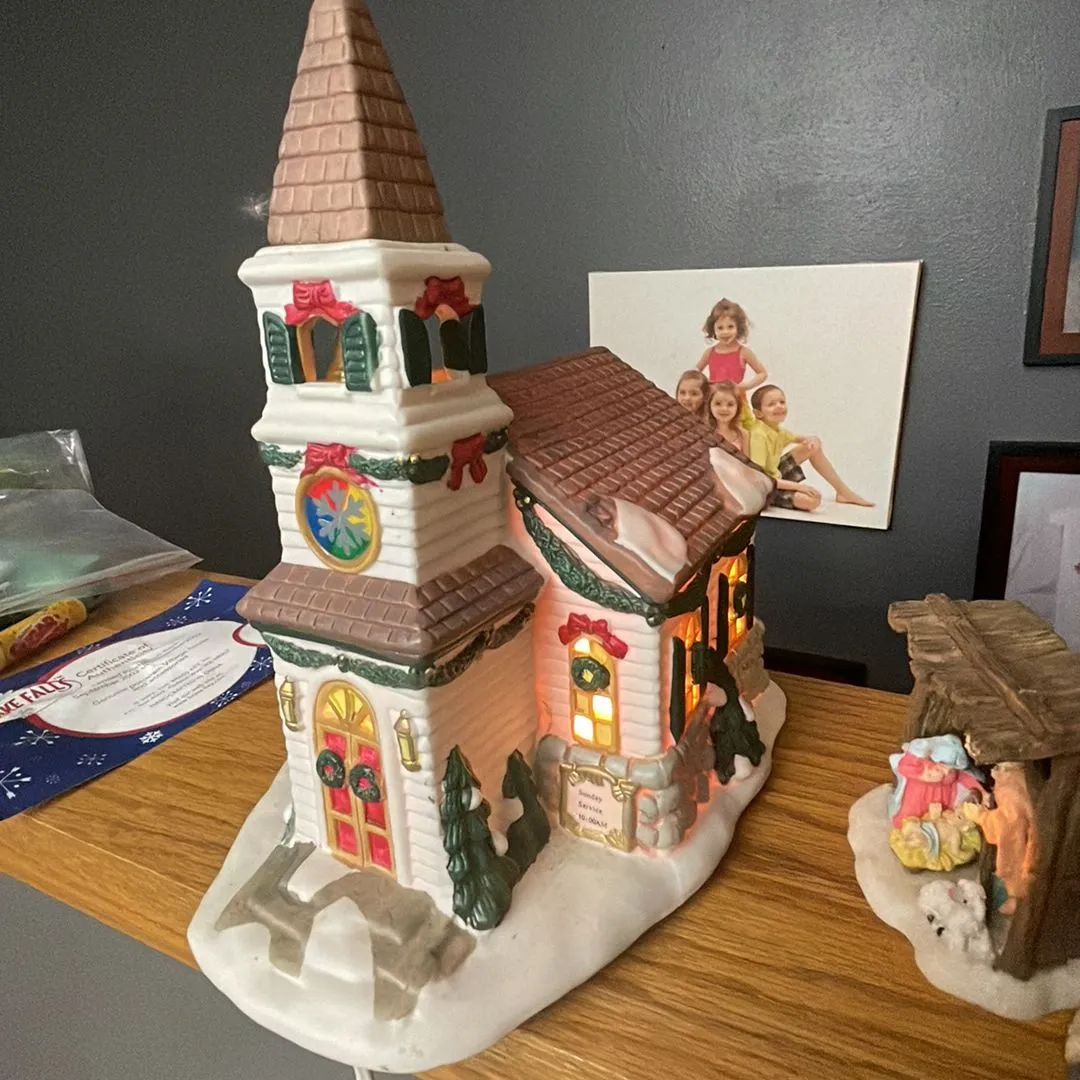 Product image for Snowflake Falls lighted church ⛪️