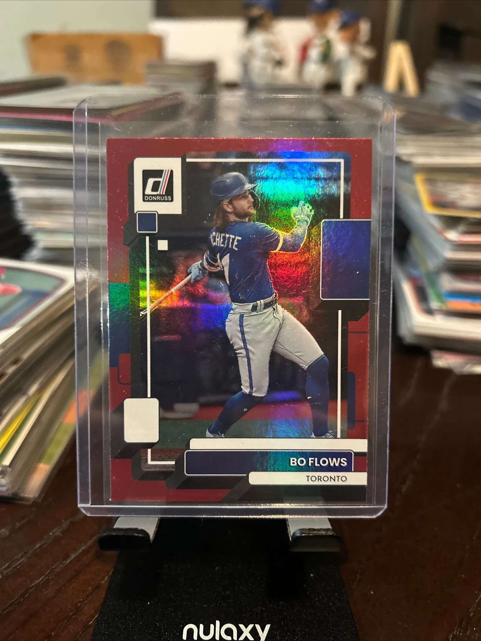 Product image for Bo Flows (Bo Bichette) 2022 Panini Donruss Red Holo Name Variation #170