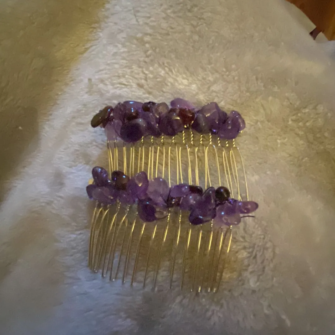 Product image for Amethyst and Garnet Hair Comb Set
