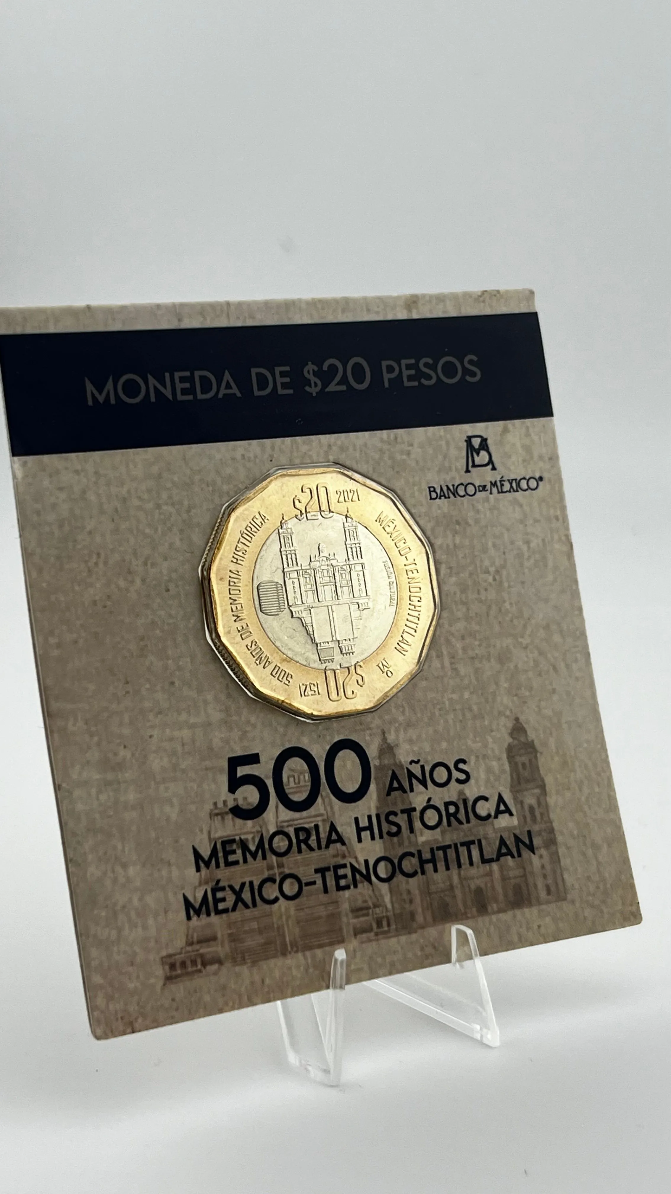 Product image for 2021 Mexico 20 Pesos Bimetallic Coin 500 Anos de Memoria Mexico-Tenochtitlan UNC