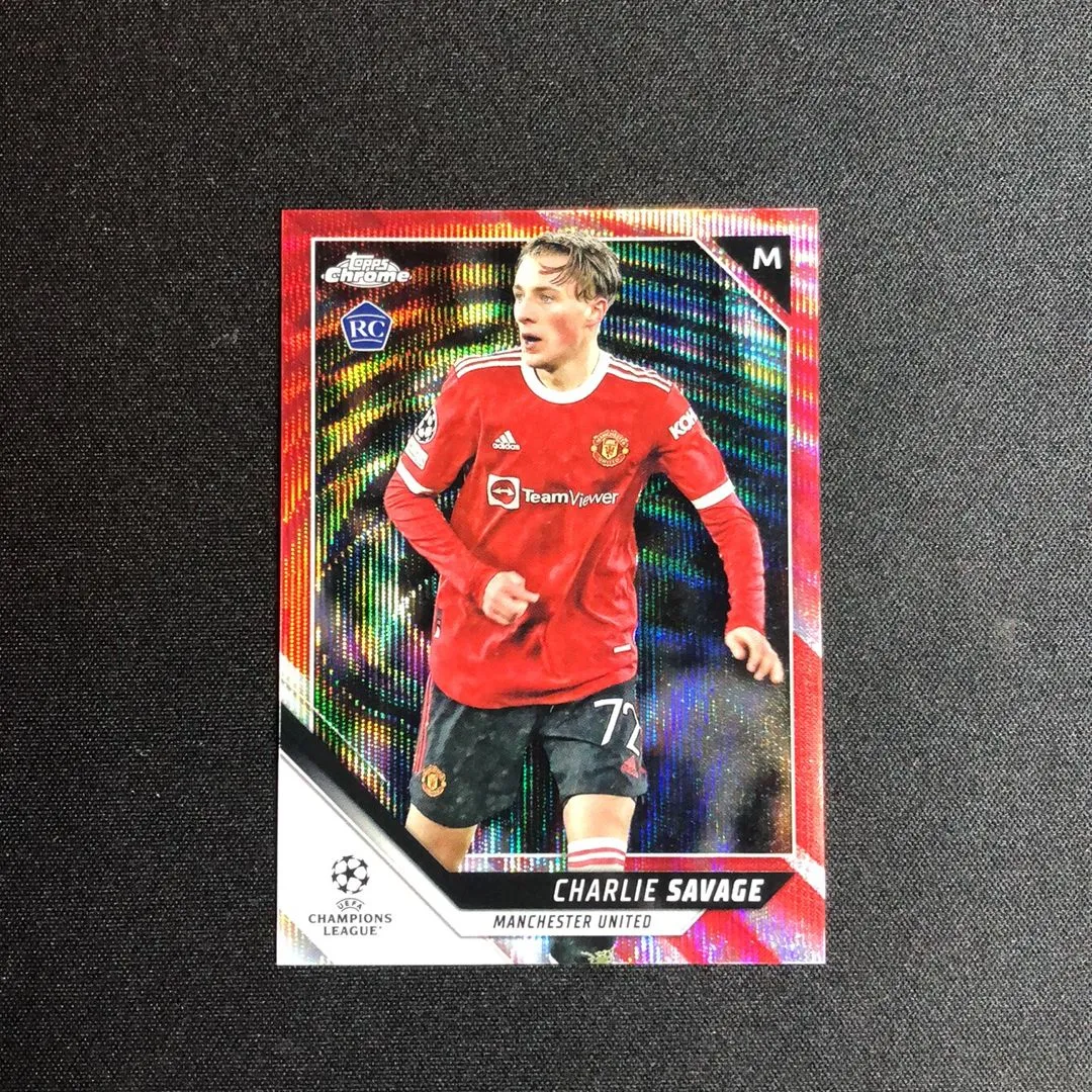 Product image for Charlie Savage Topps Chrome UEFA Champions League Red /5 Manchester United Rookie RC