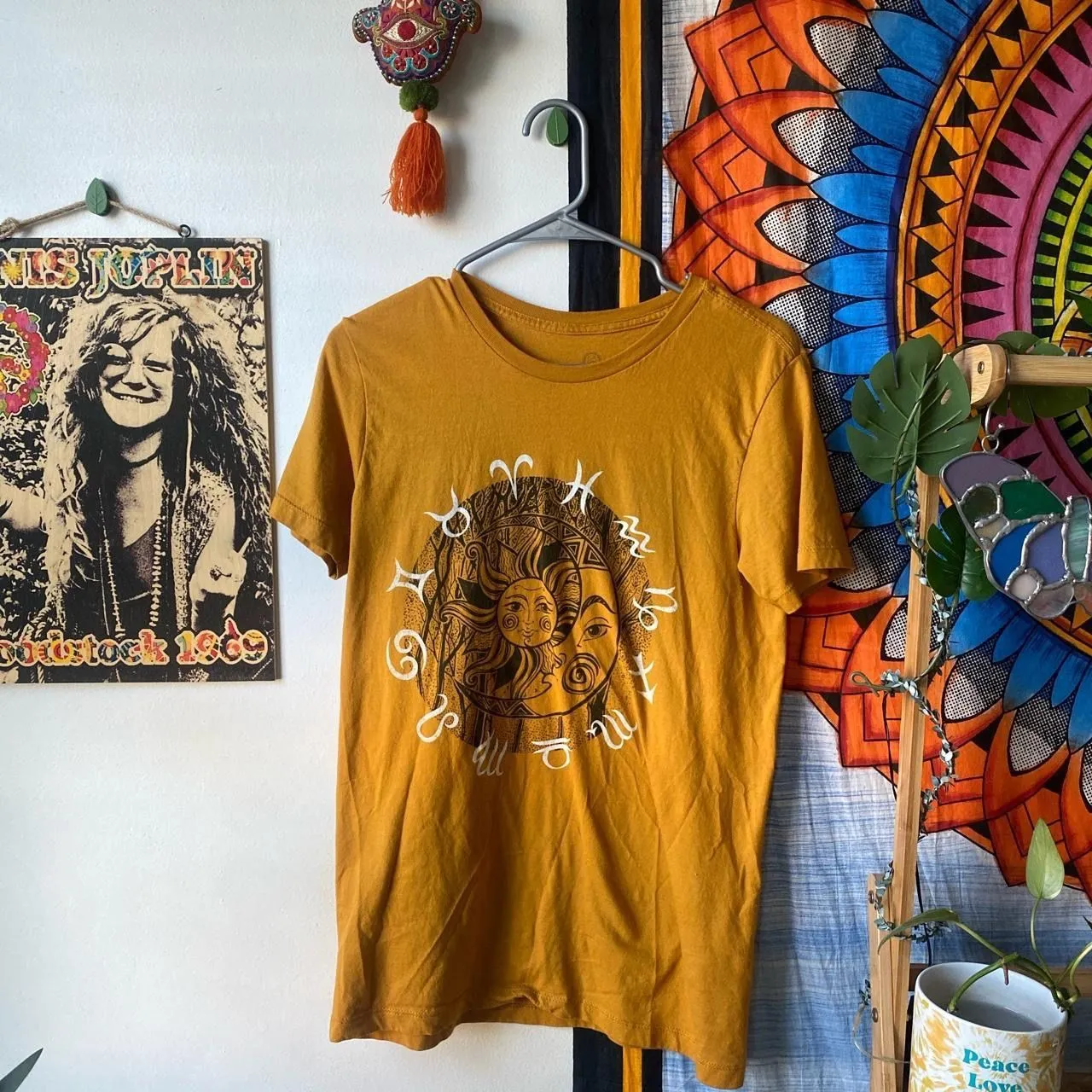 Product image for Earthbound hippie zodiac sign sun and moon shirt size Small